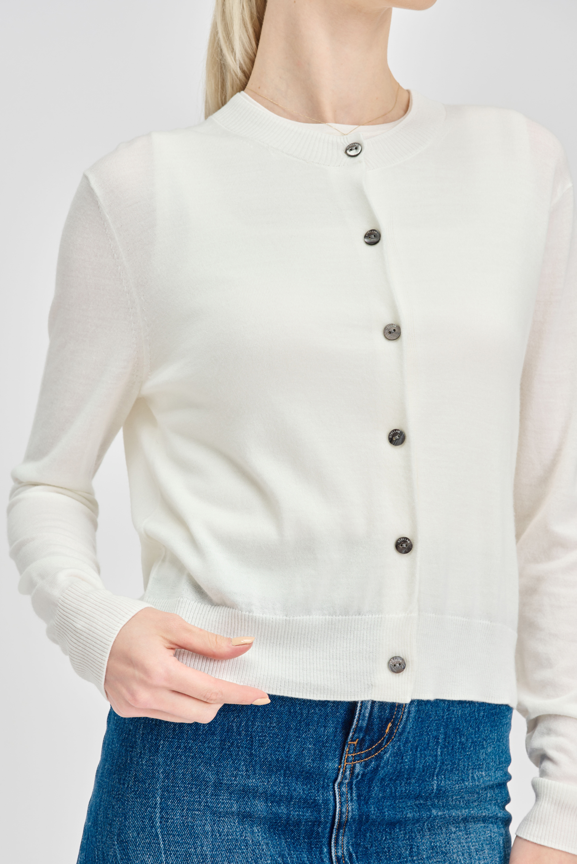 SARAH silk-blended cardigan (White)