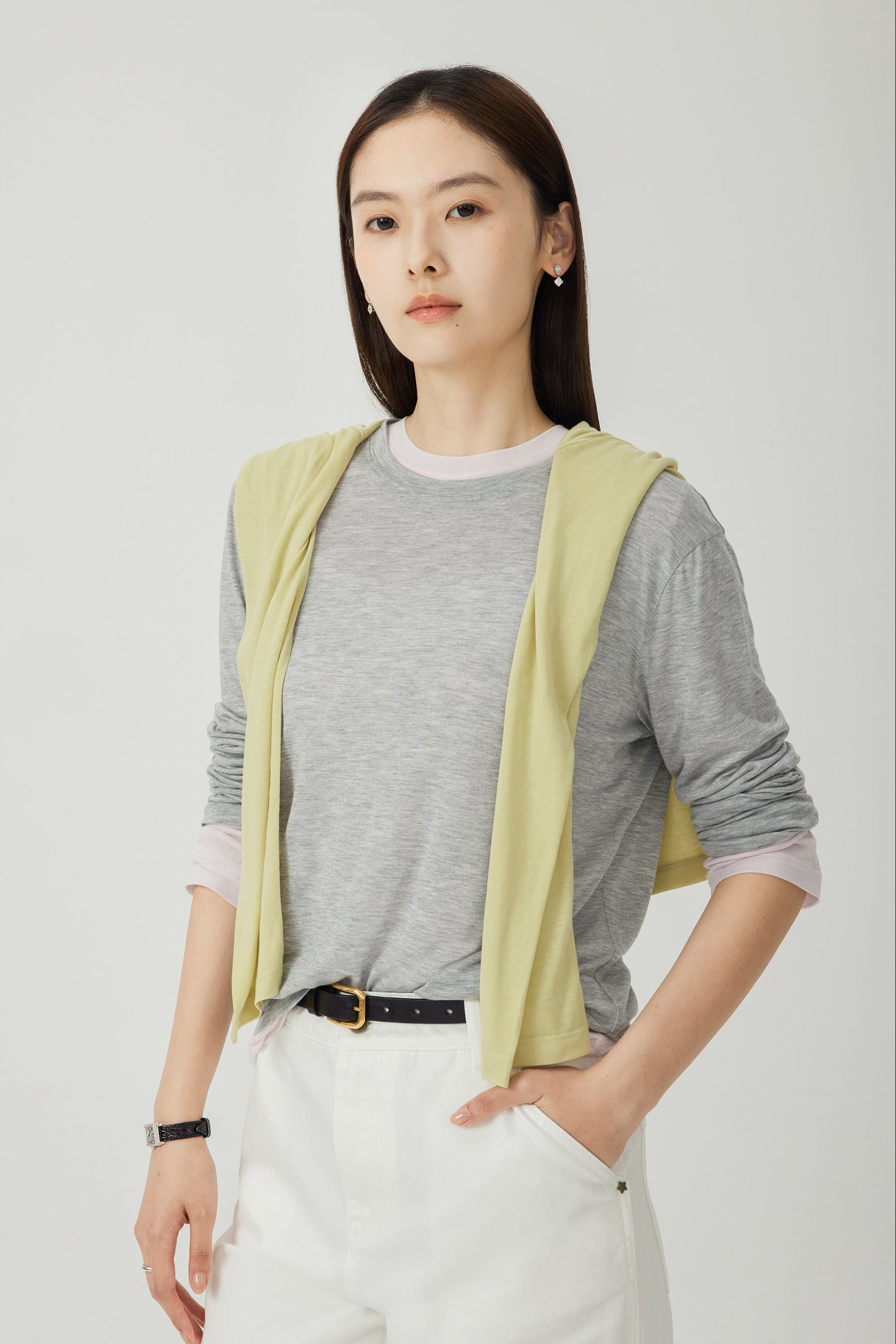IRIS TENCEL™ easy-care top (Light grey)
