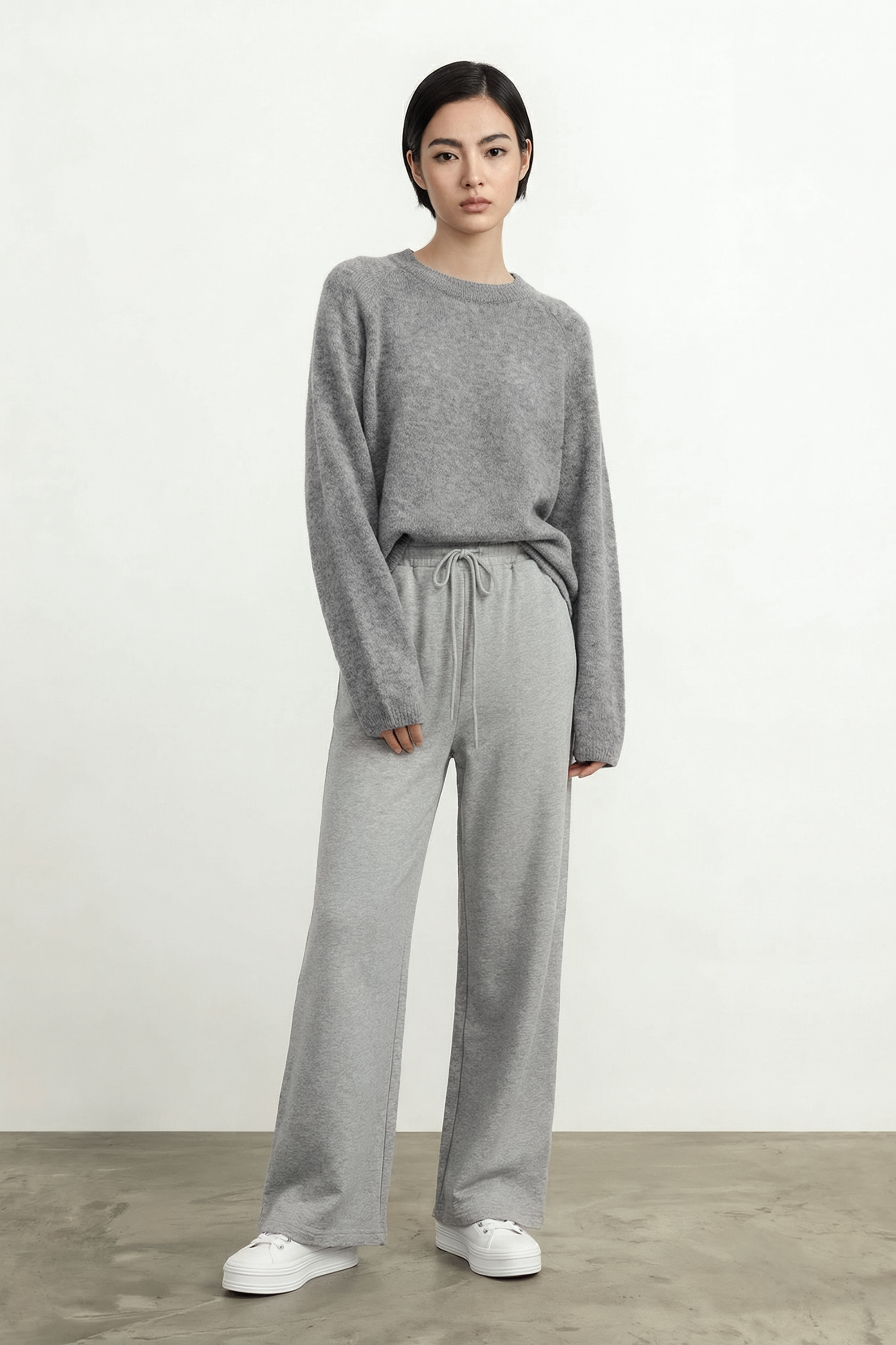 FLY cotton wide leg pants (Grey)
