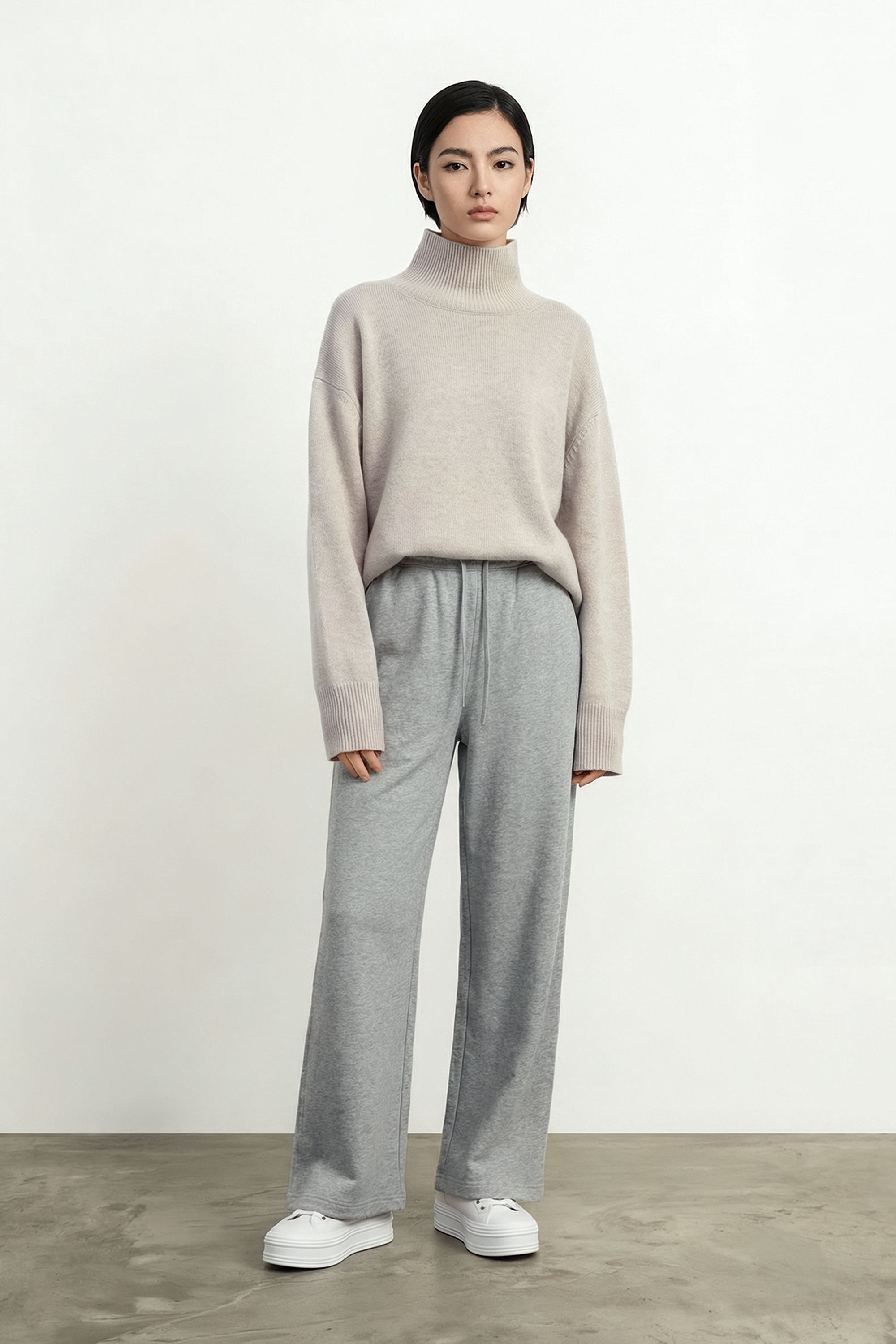 FLY cotton wide leg pants (Grey)