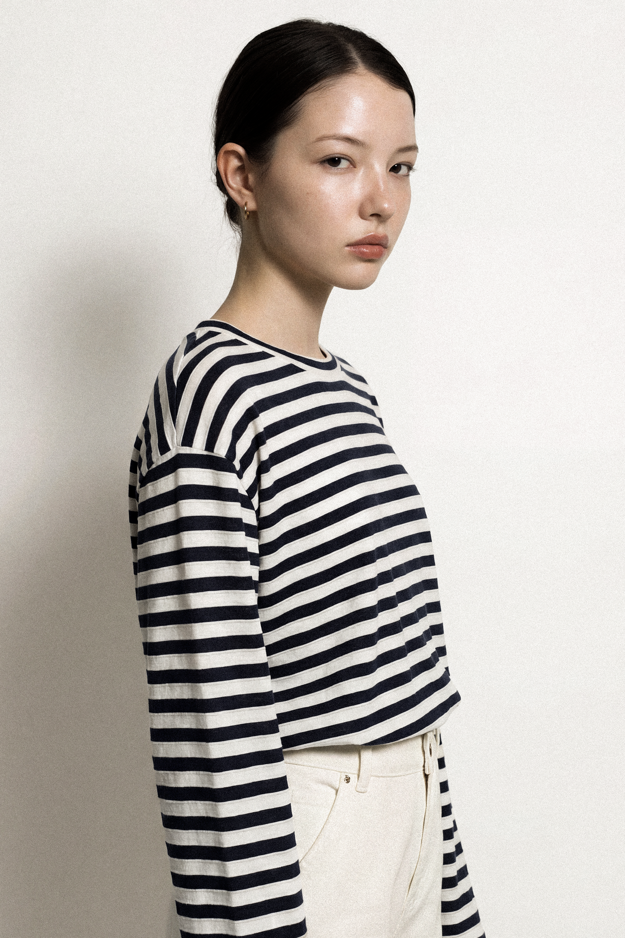 JUILY merino wool top (Navy Stripe)