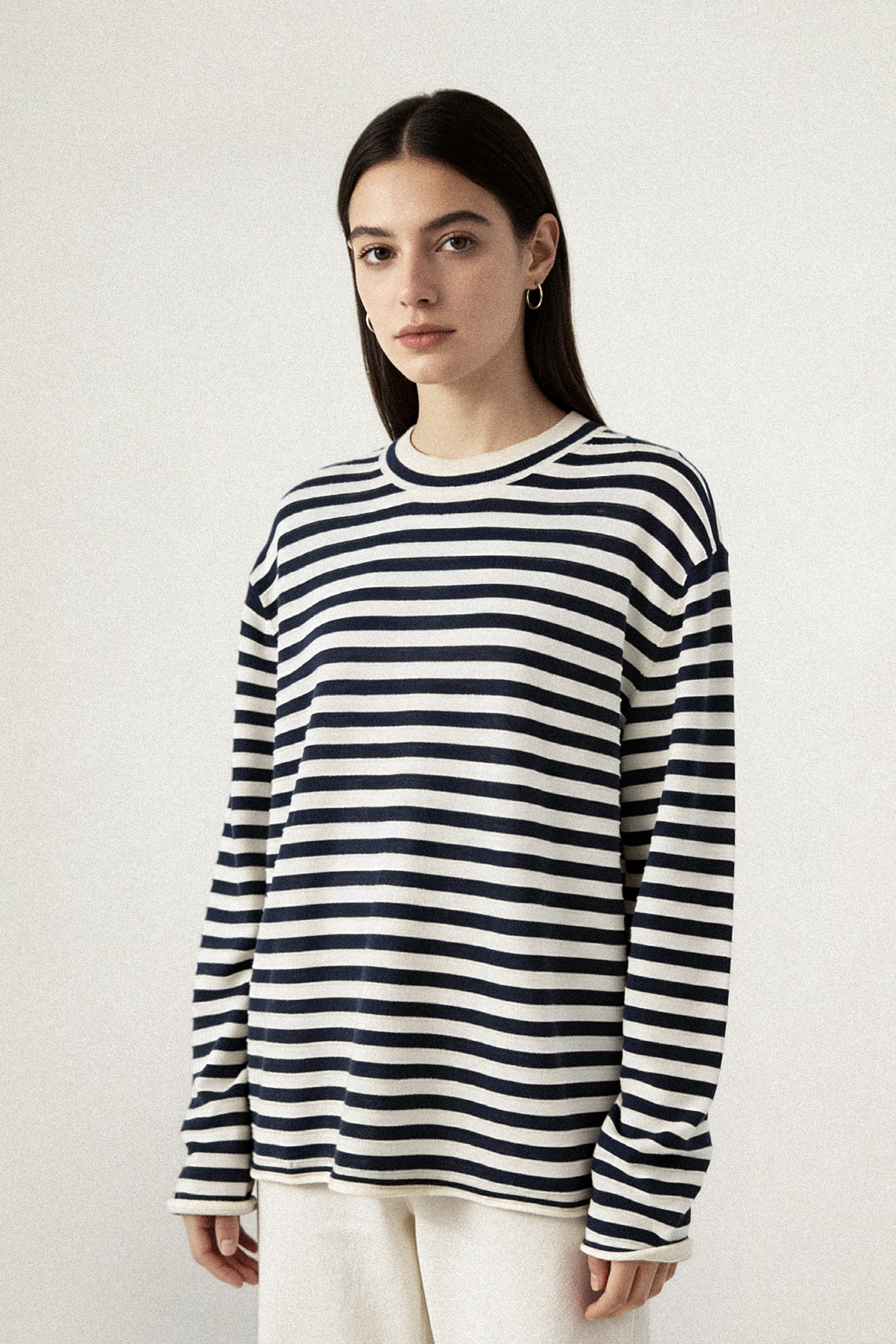 JUILY merino wool top (Navy Stripe)