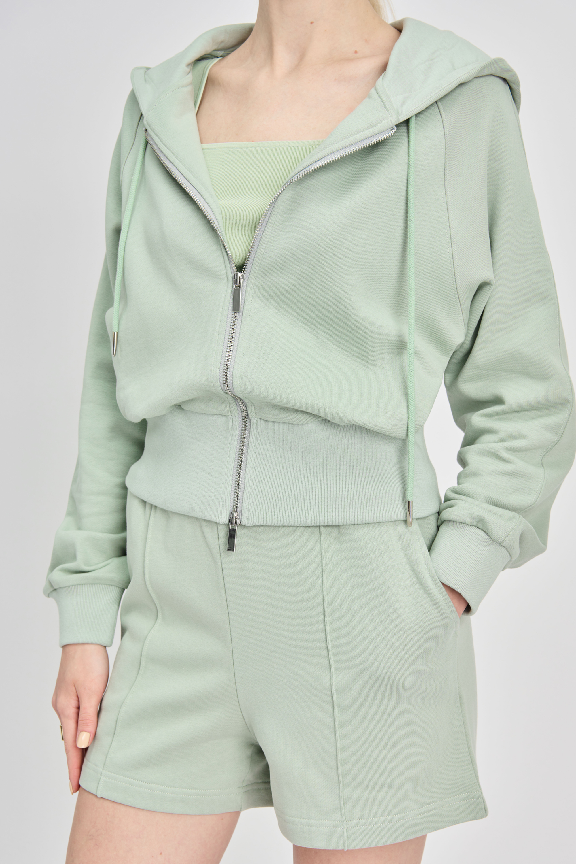 VENICE cotton hoodie jacket (Light green)