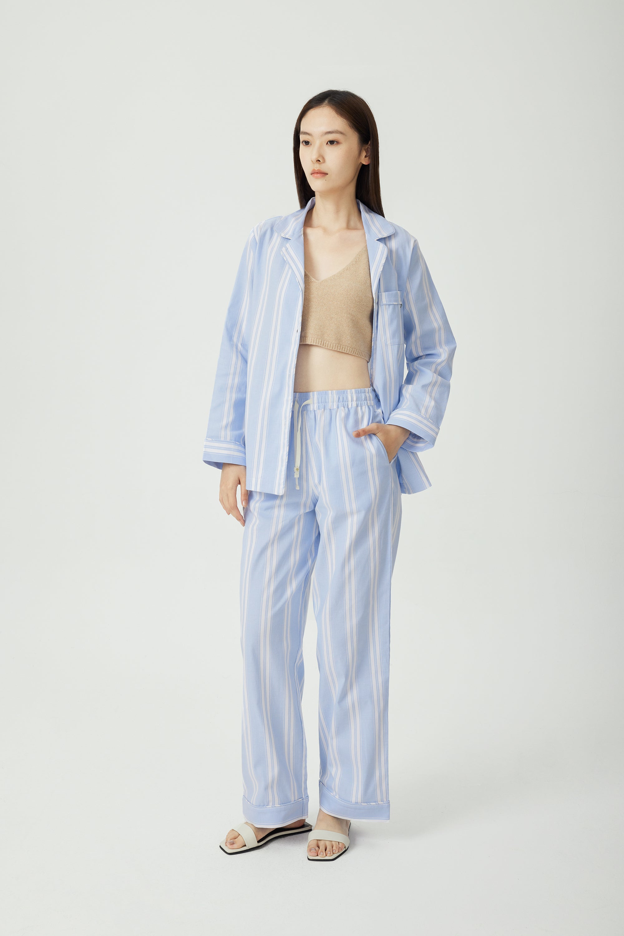 JOVIA organic cotton pajamas (Sky stripe)