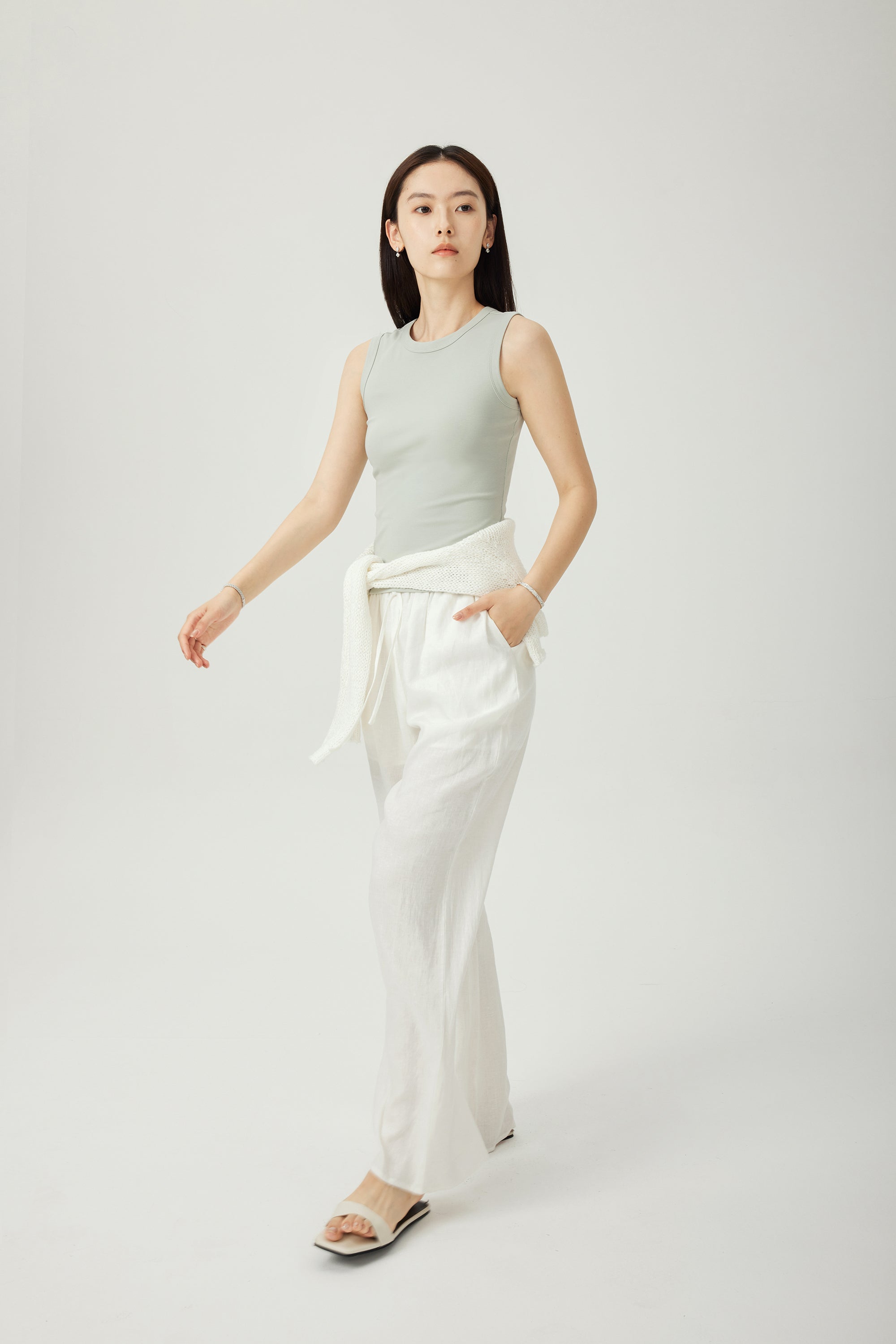 NACCA 亞麻寬褲(白色)