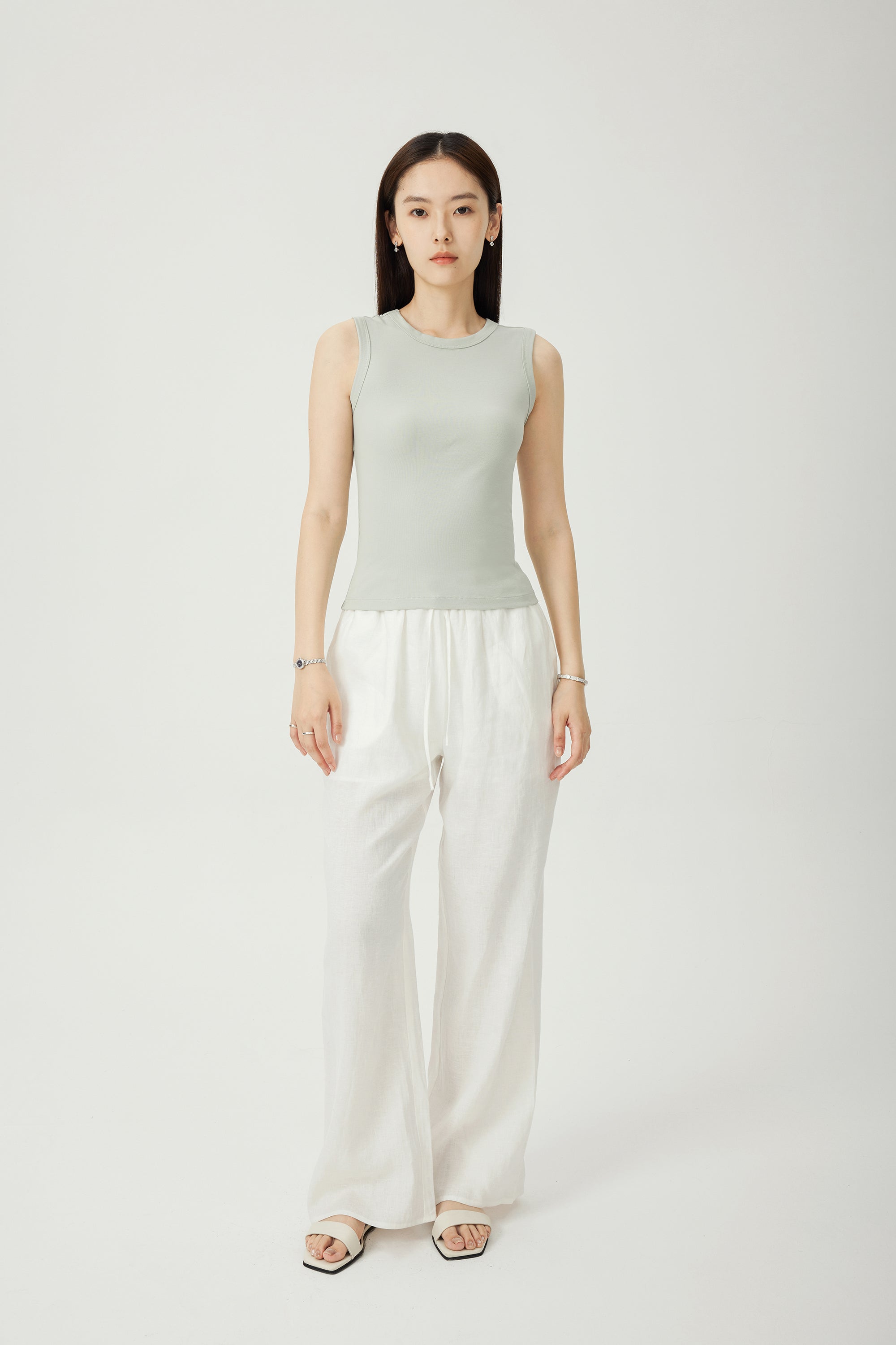 NACCA 亞麻寬褲(白色)