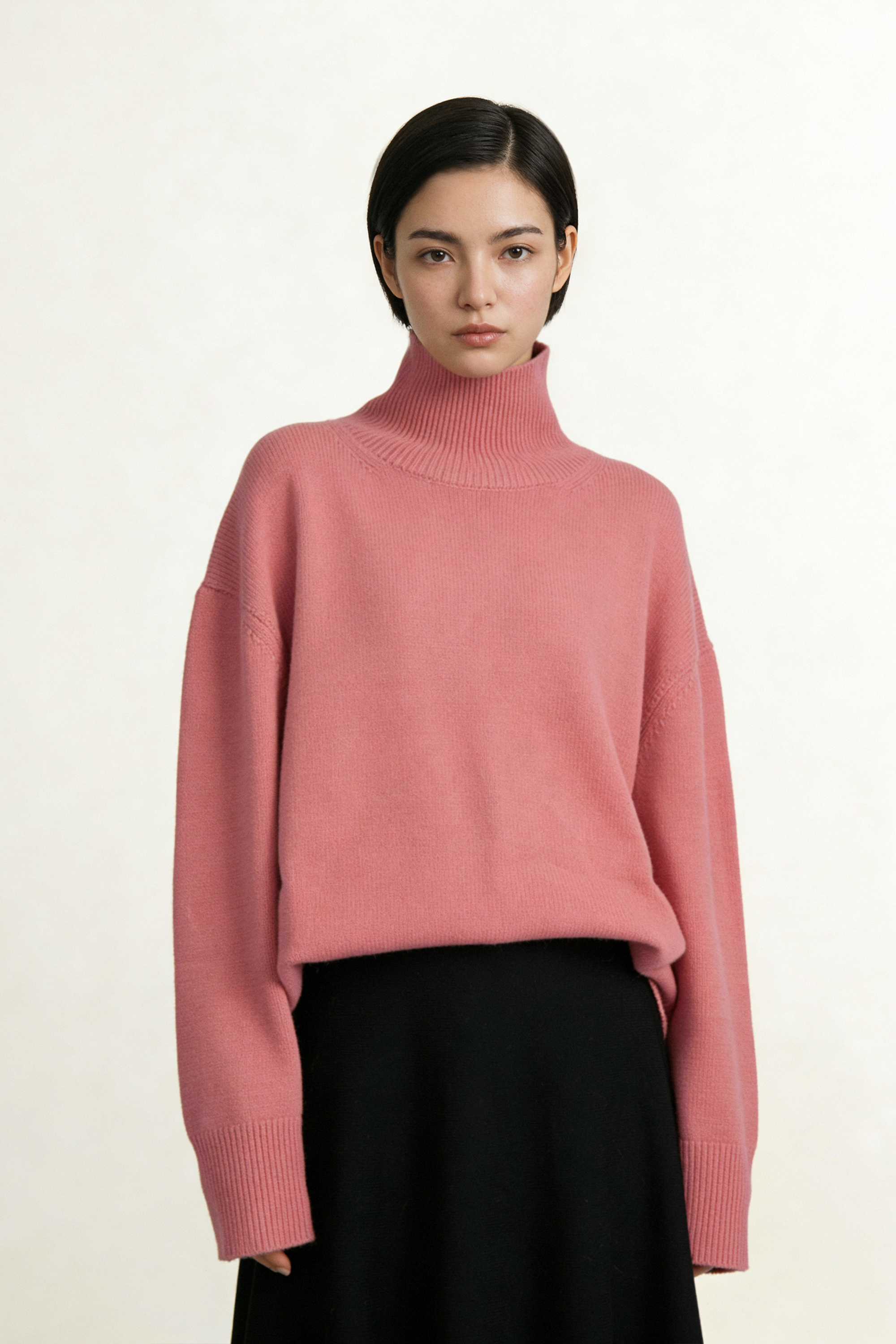 PHOEBE 寬版高領羊毛毛衣(粉色)