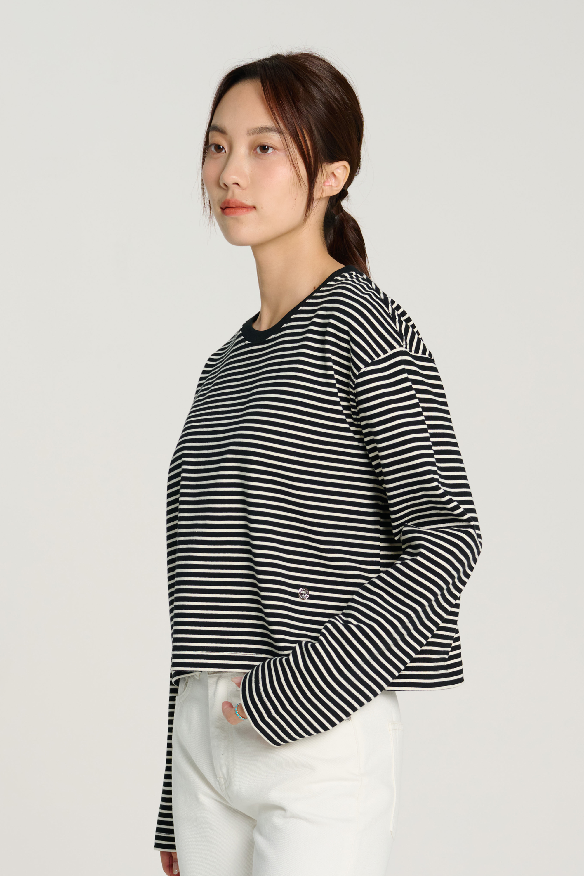 LUKE cotton stripe top (Black stripe)