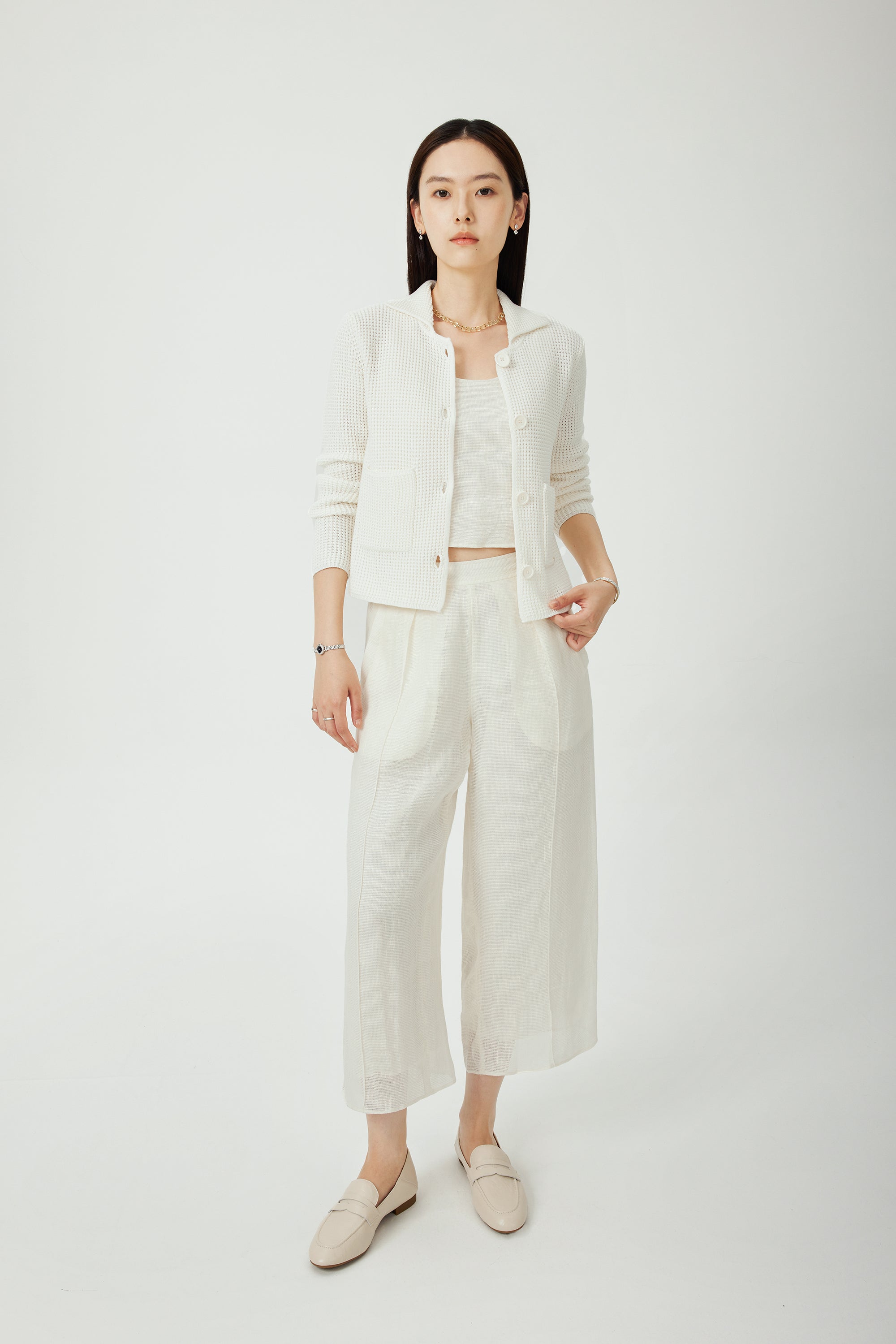 SUE 2.0 棉質開襟衫(白色)