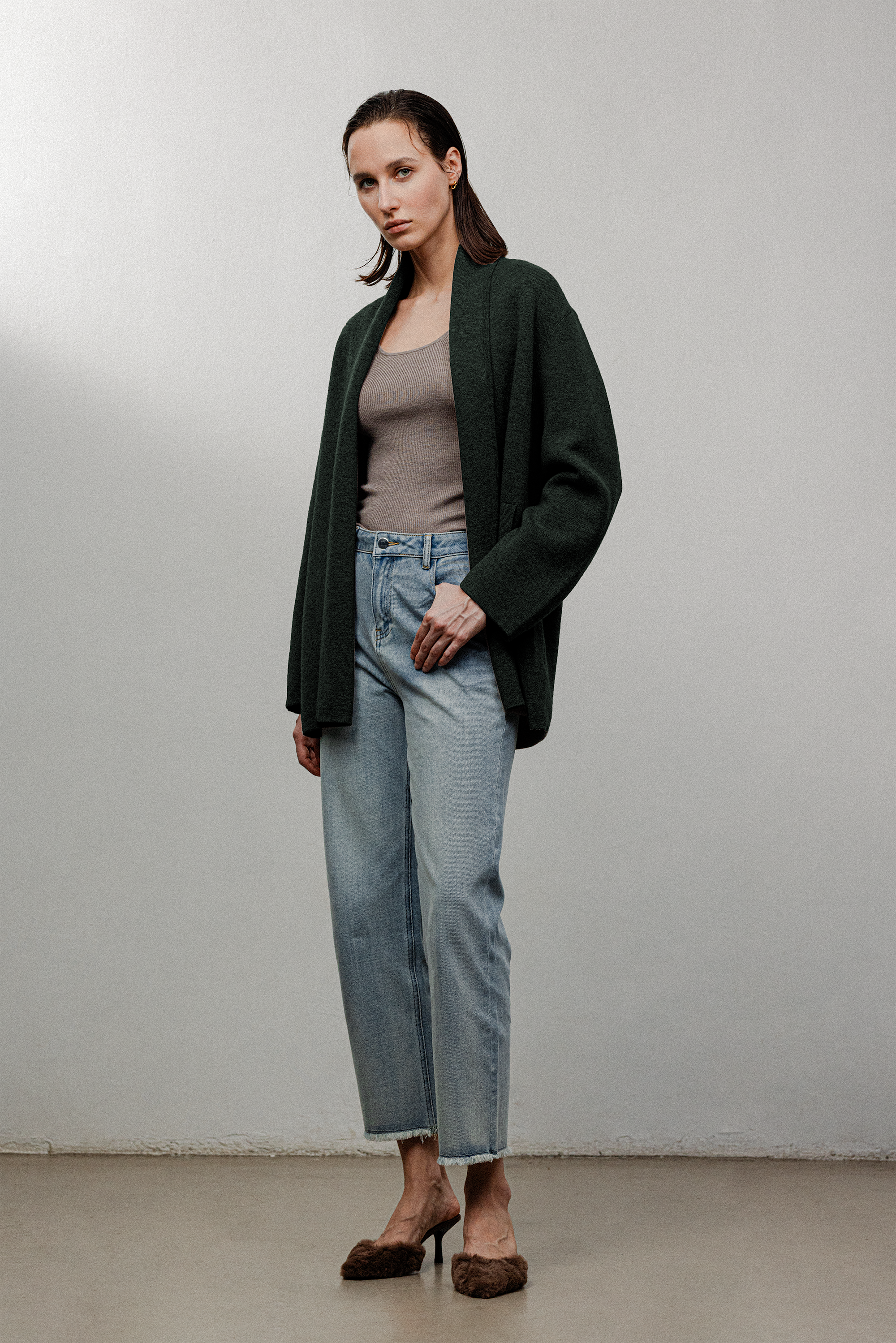DRAPED 2.0 羊毛開襟衫(黑色)