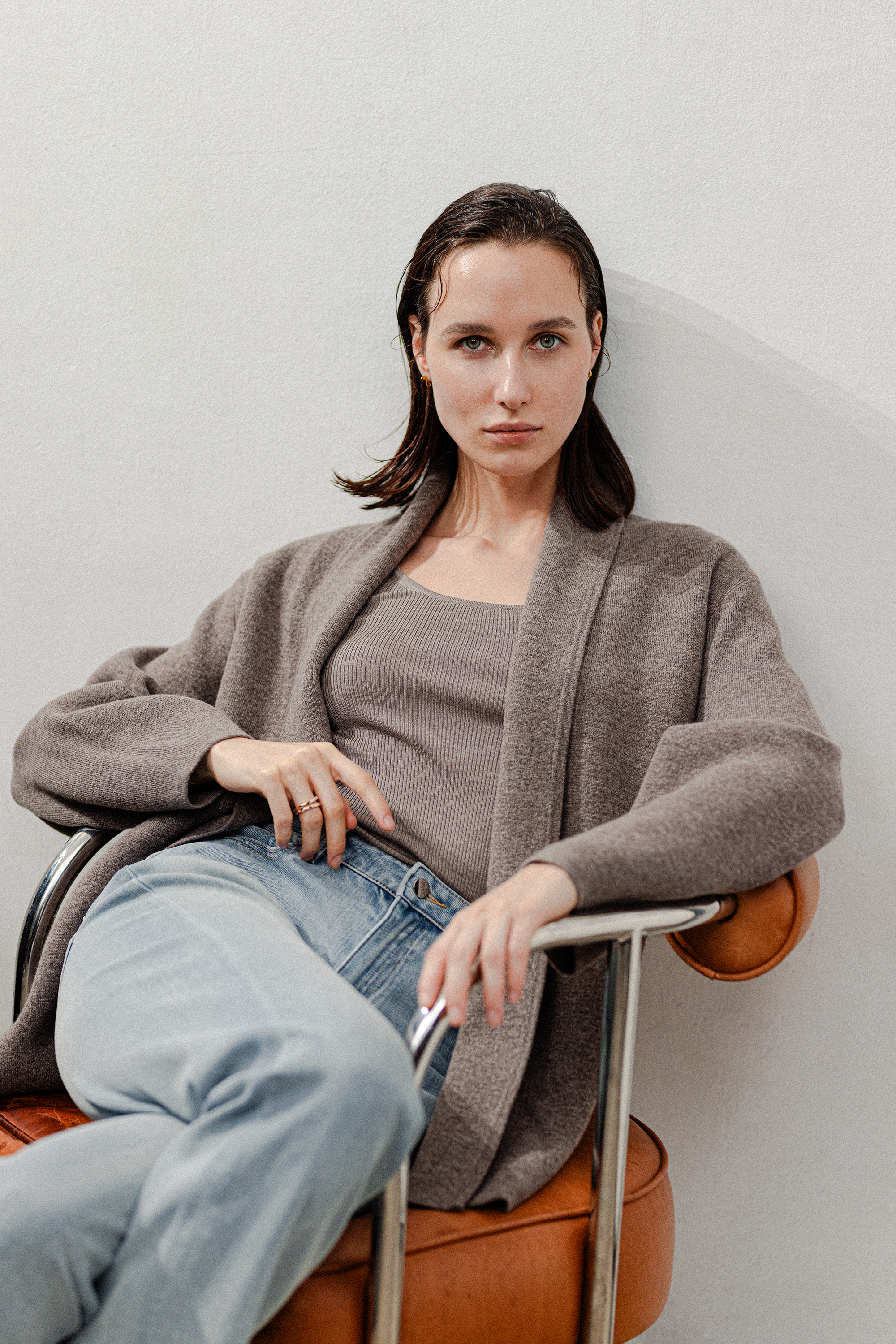 DRAPED 2.0 wool cardigan (Etoupe)