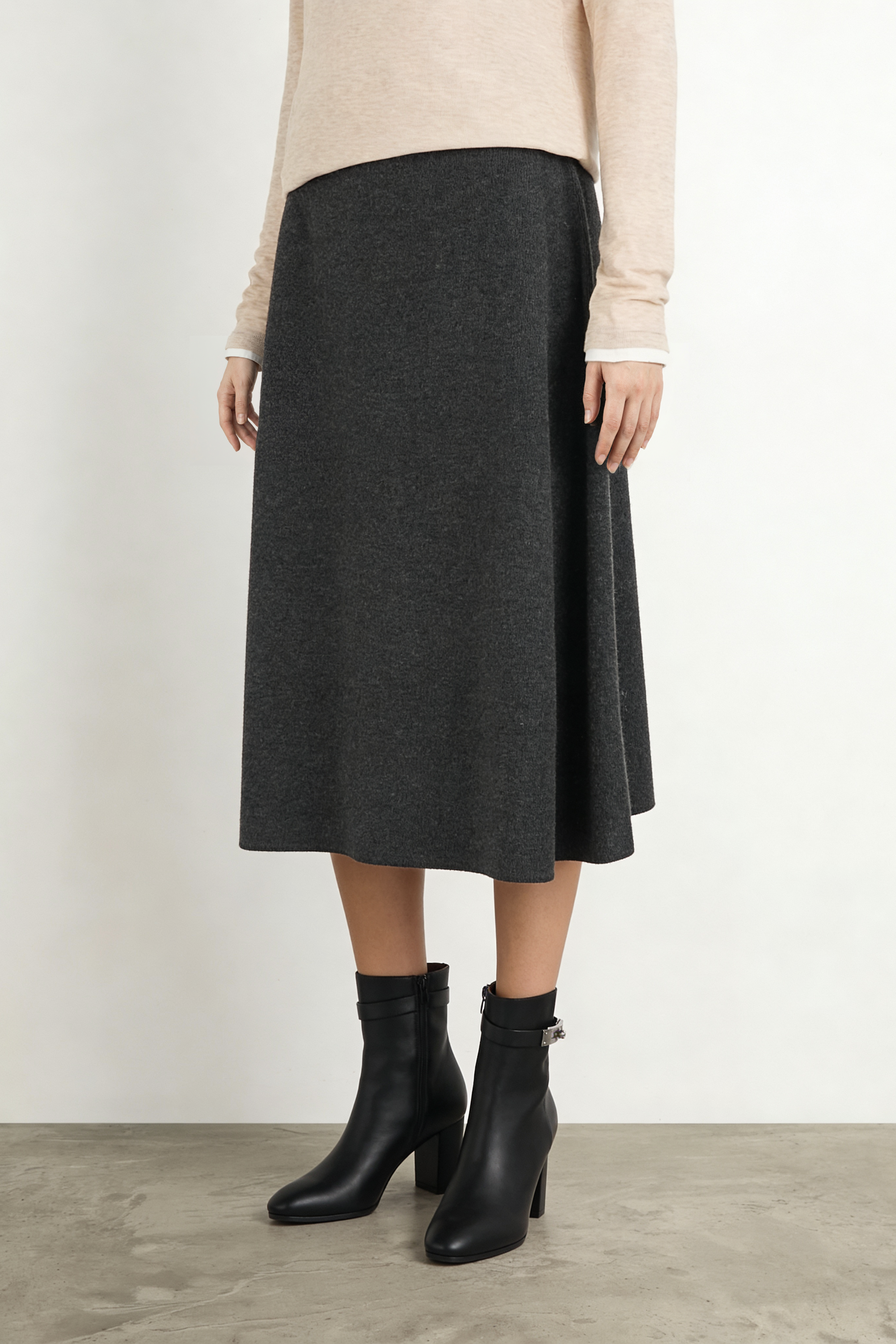 MALA wool midi skirt (Dark grey)