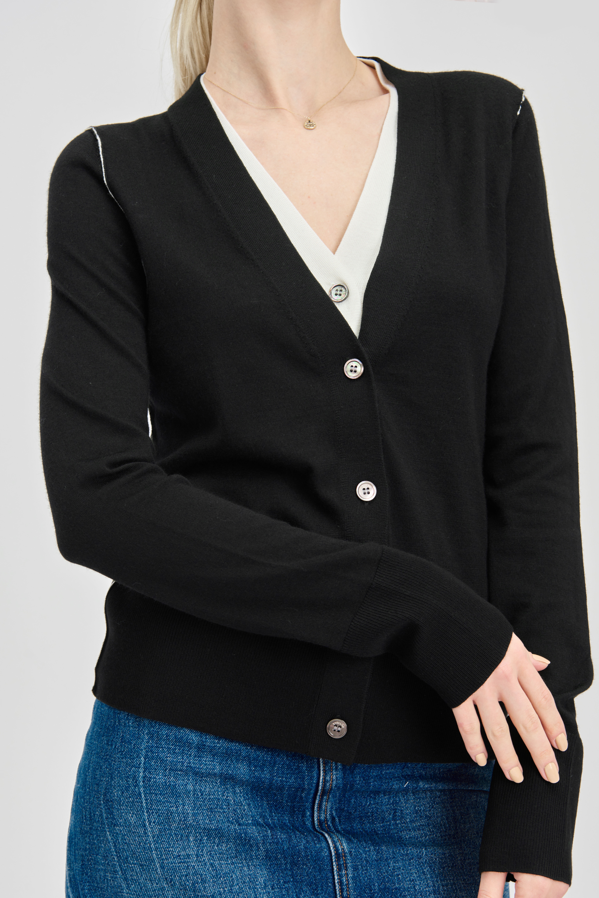 LEMAIRE wool double layer cardigan (Black)
