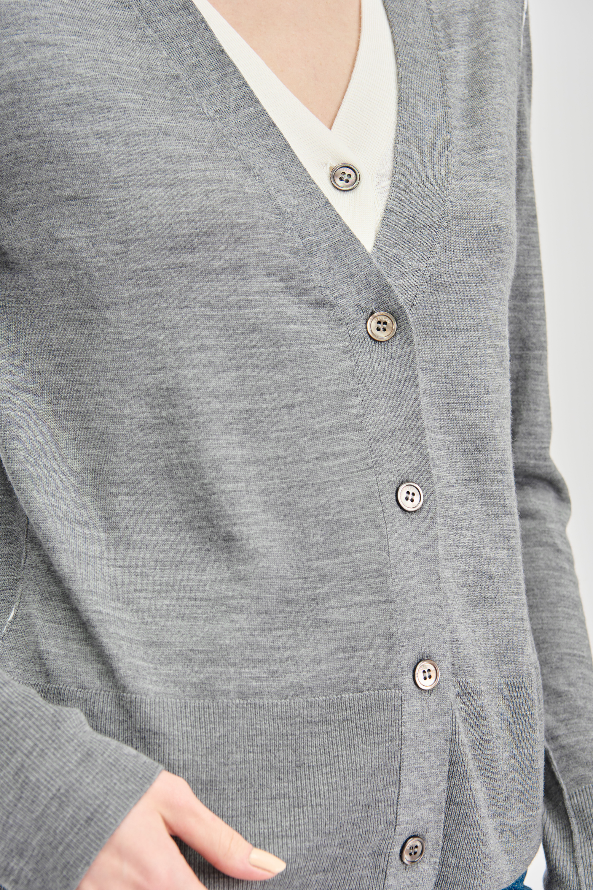 LEMAIRE wool double layer cardigan (Grey)