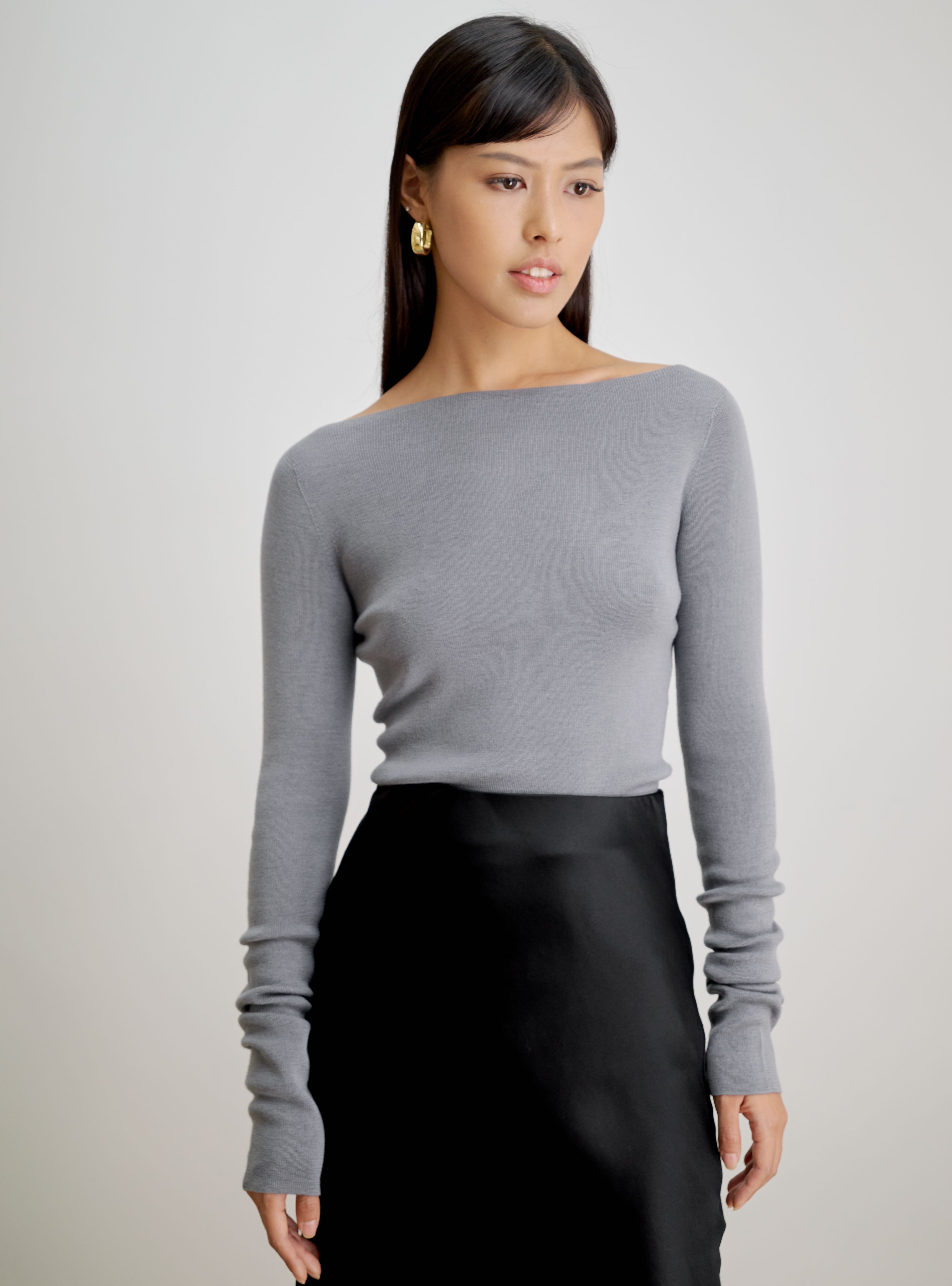 LYNN seamless boatneck sweater (Grey)