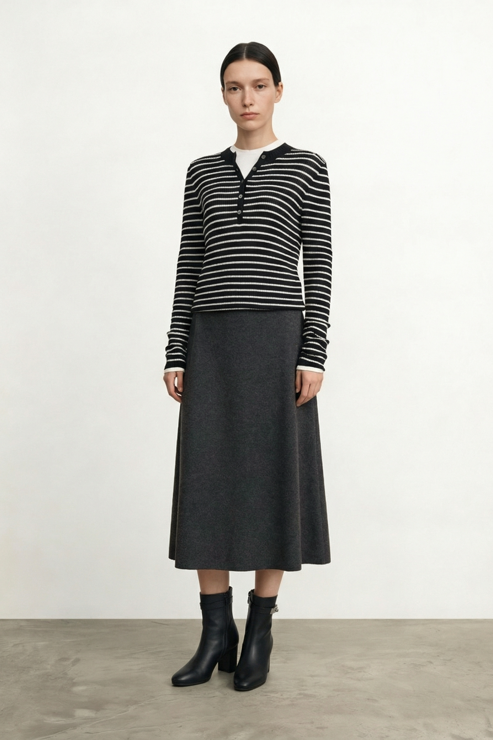 MALA wool midi skirt (Dark grey)