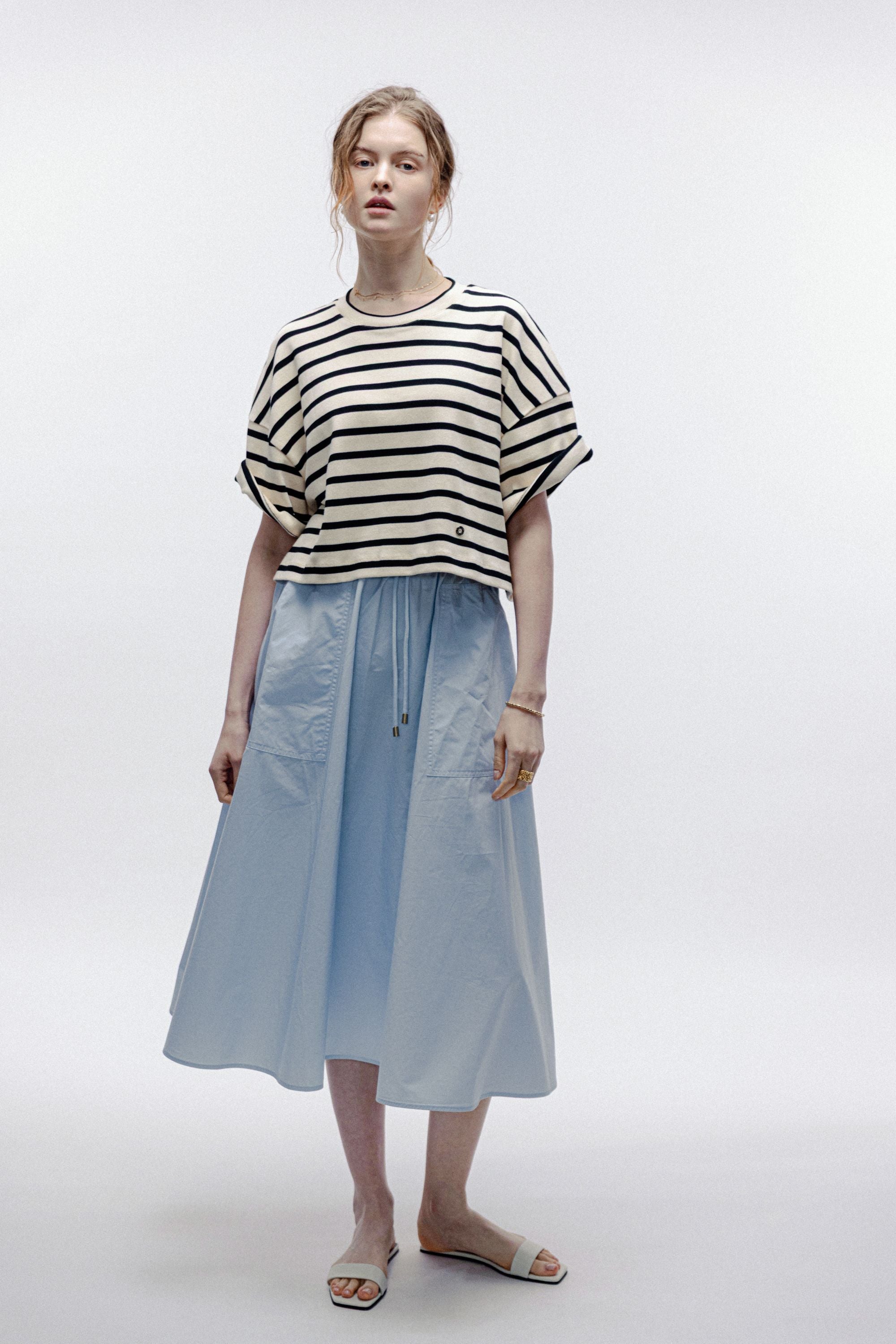 KRIS cotton oversize top (Black stripe)