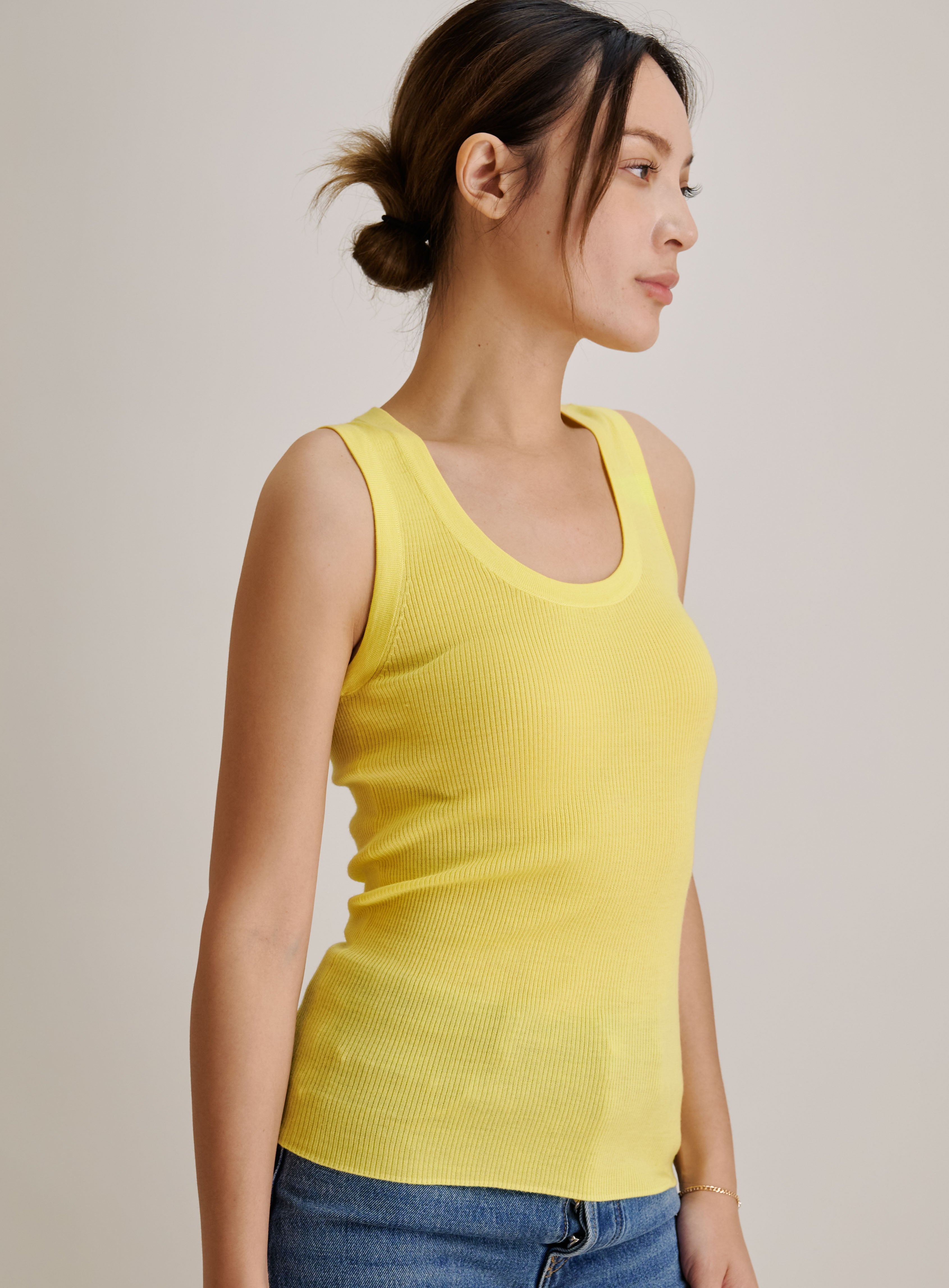 MARINA extrafine rib tank top (Yellow)