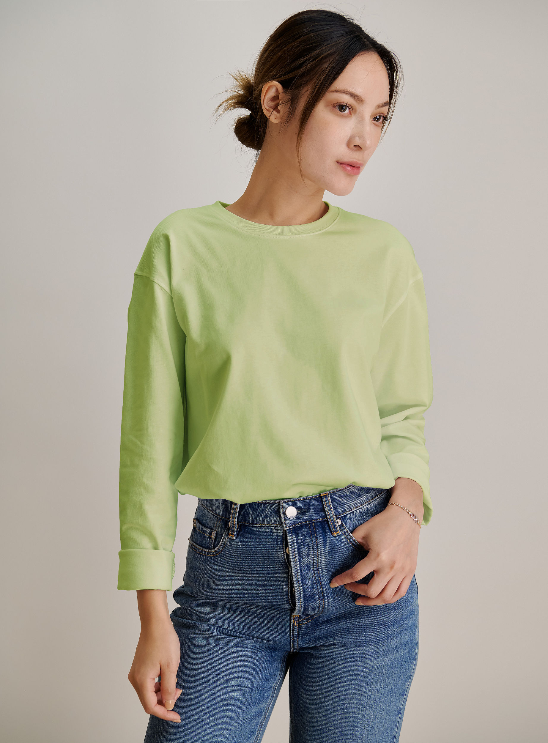 CILES cotton longsleeves top (Green)