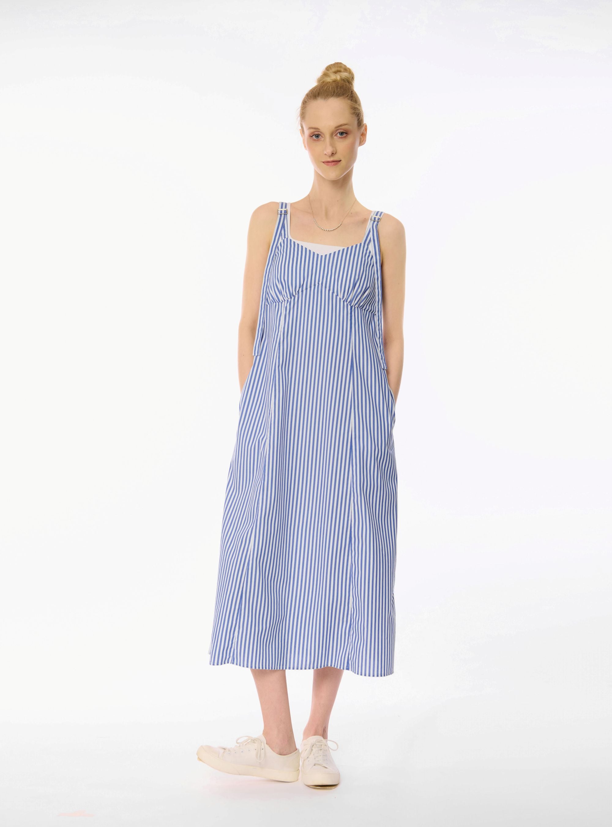 NINI cotton maxi dress (Blue stripe)