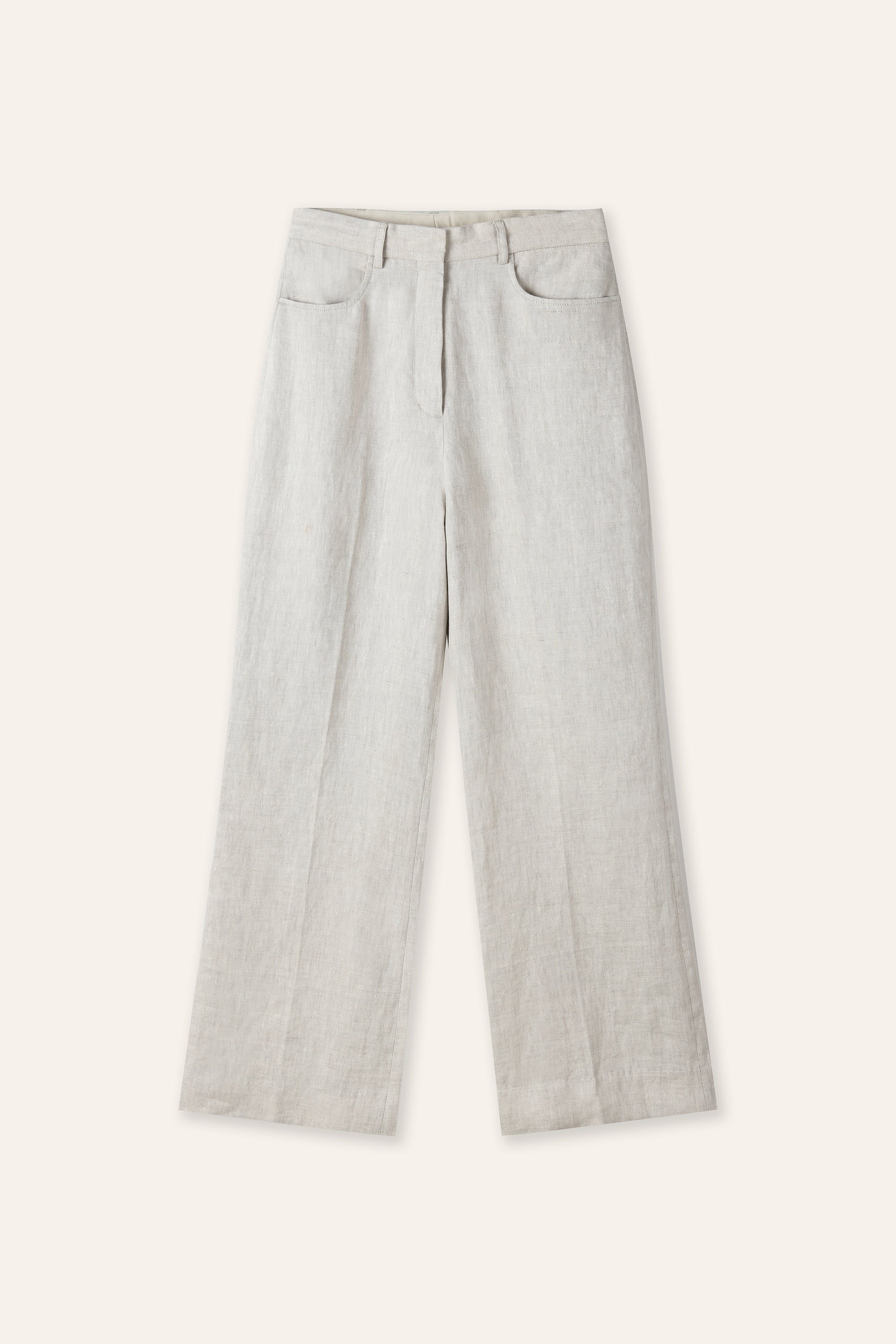 MAREK 亞麻寬腿褲(米色)