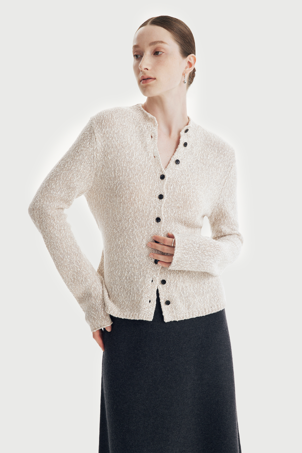 MONIKA wool-blend cardigan (Stone)