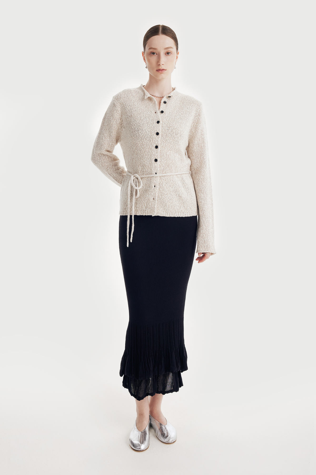 MONIKA wool-blend cardigan (Stone)