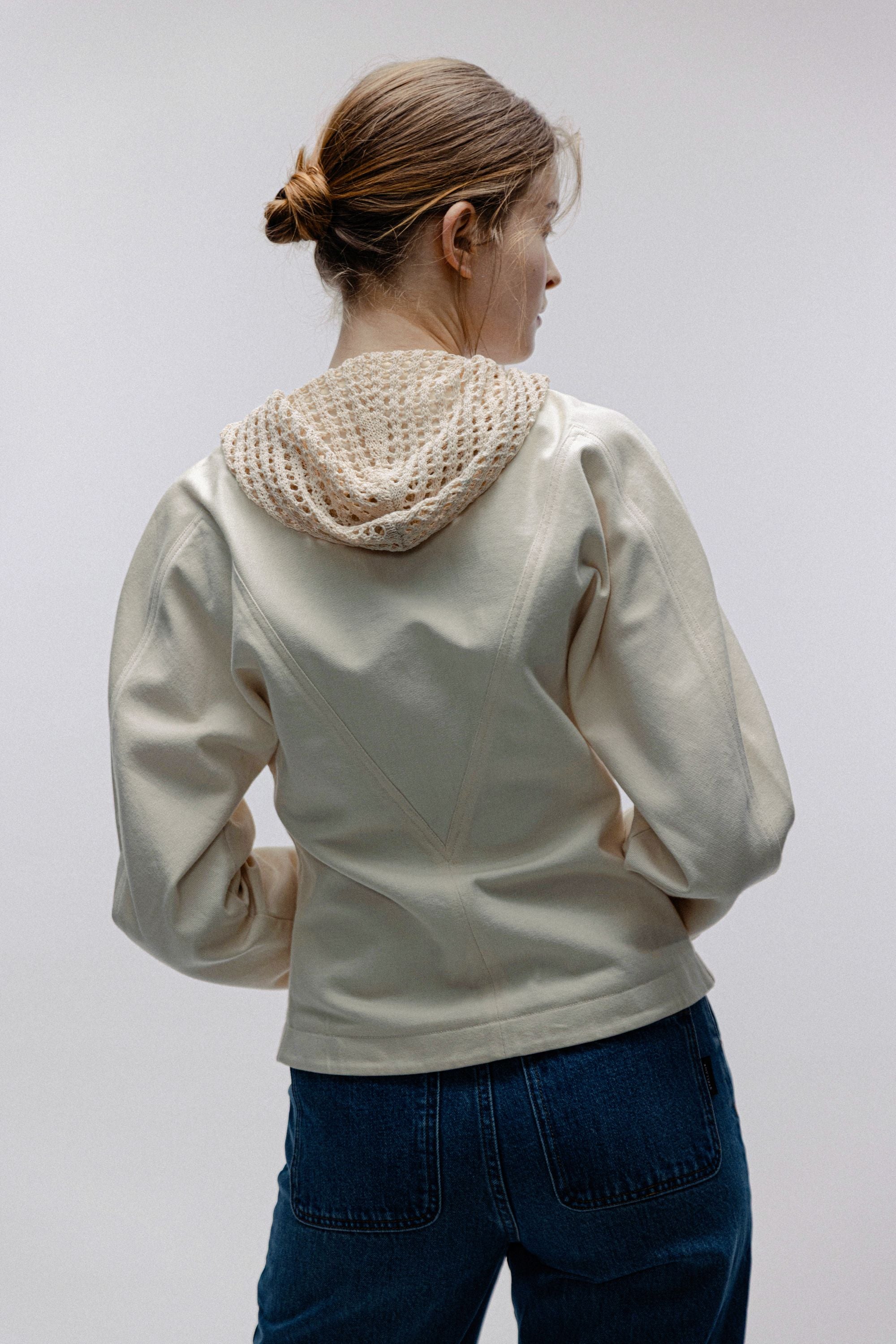 VENNY organic cotton jacket w net hoodie (Natural)
