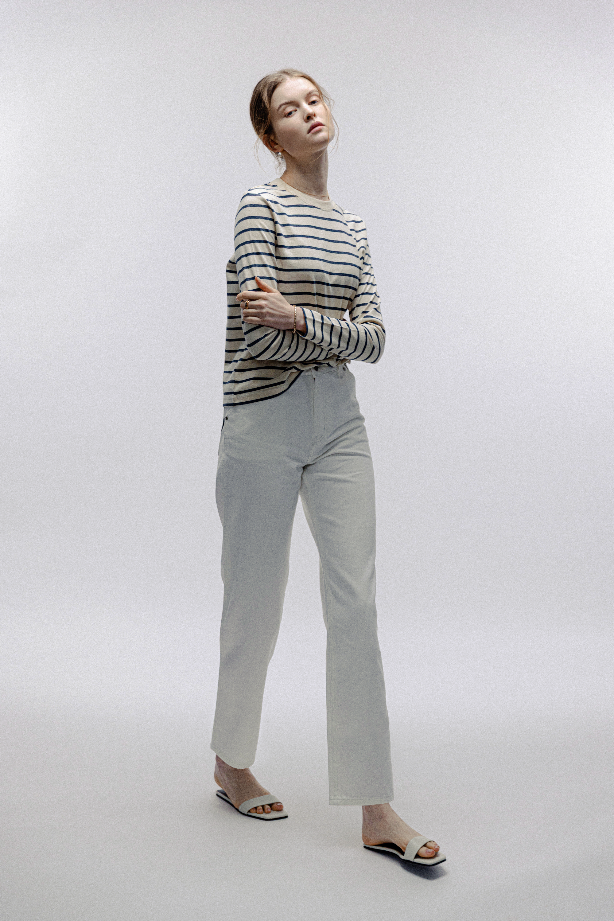 PERFECT 高腰寬腿牛仔褲(白色)