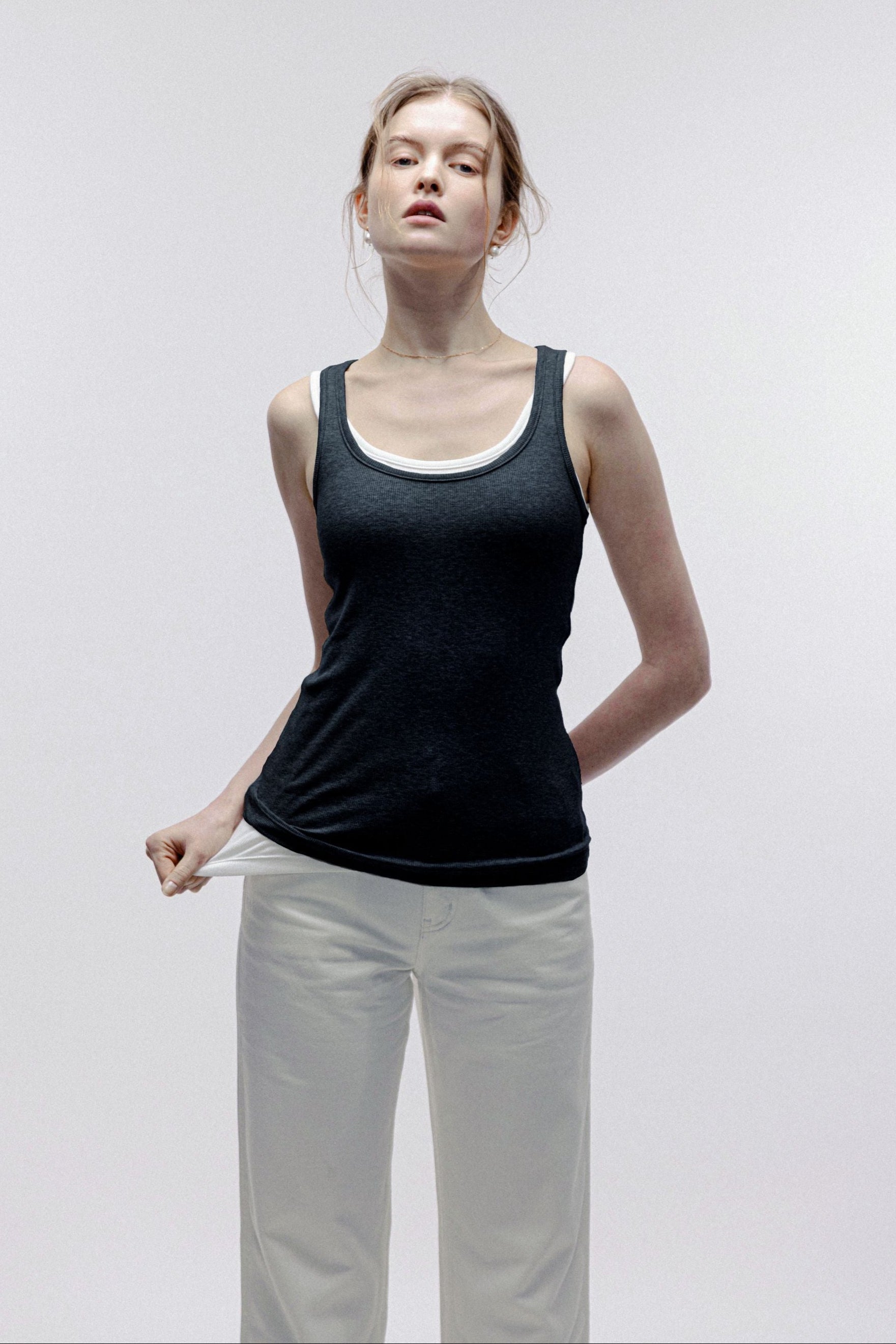 SOLA cotton tank top (Black)