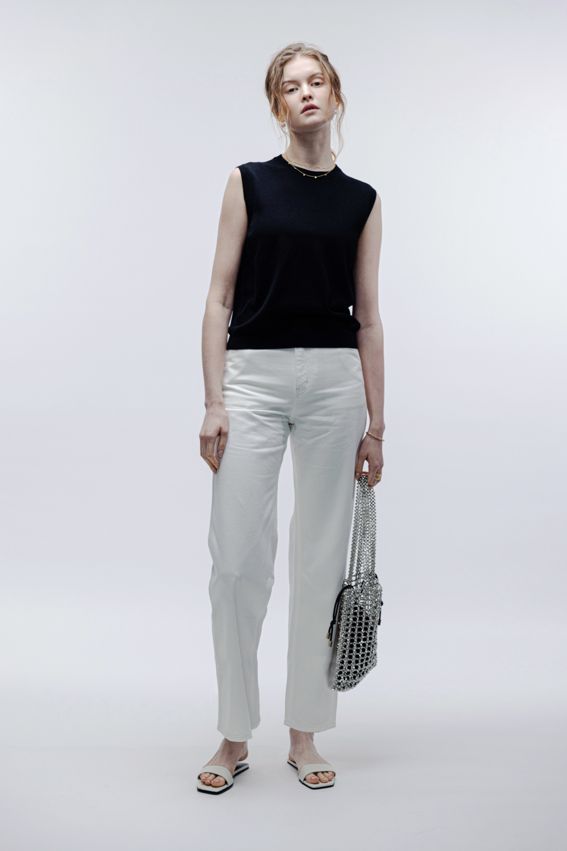 PERFECT high-waisted wide-leg jeans (White)