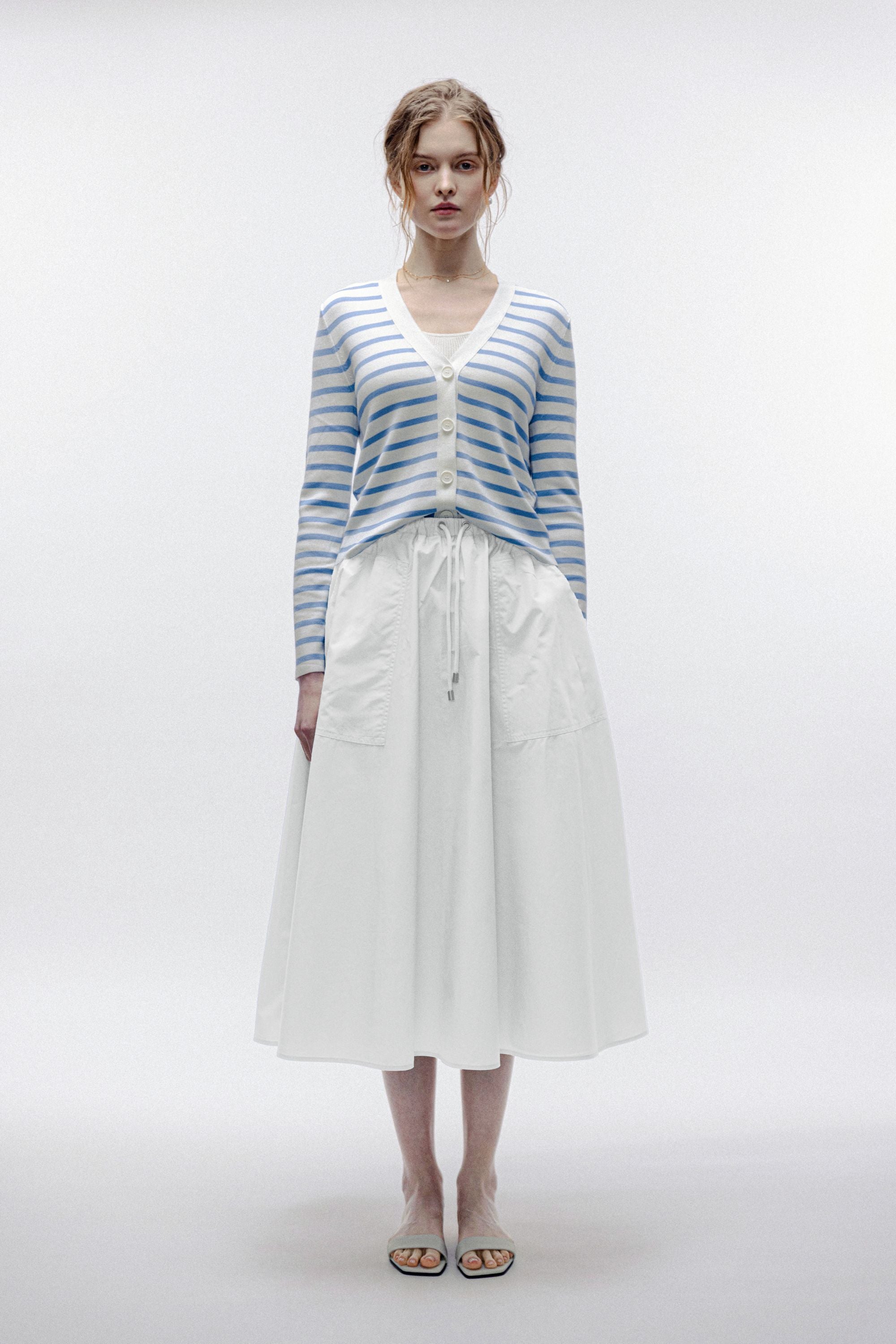 MOON cotton midi skirt (White)