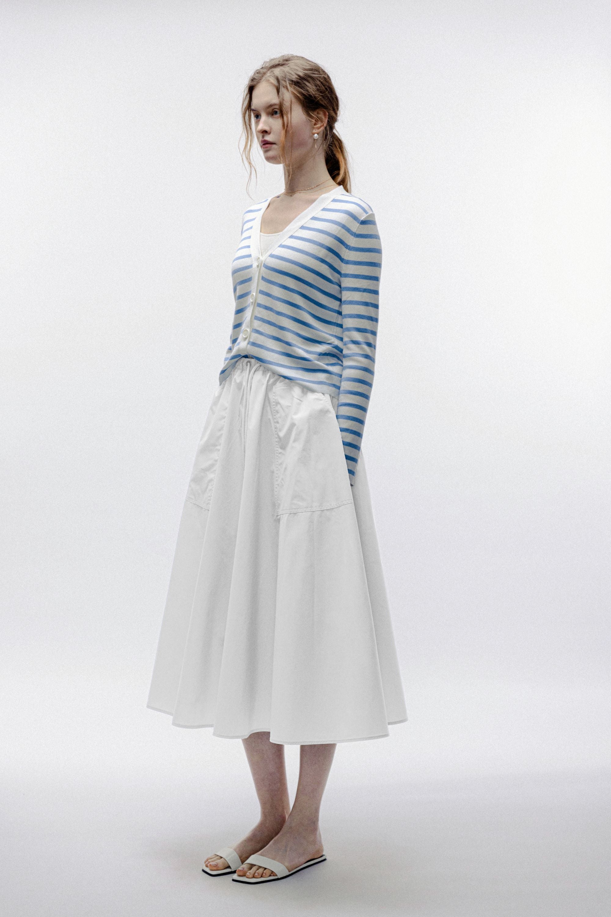 MOON cotton midi skirt (White)