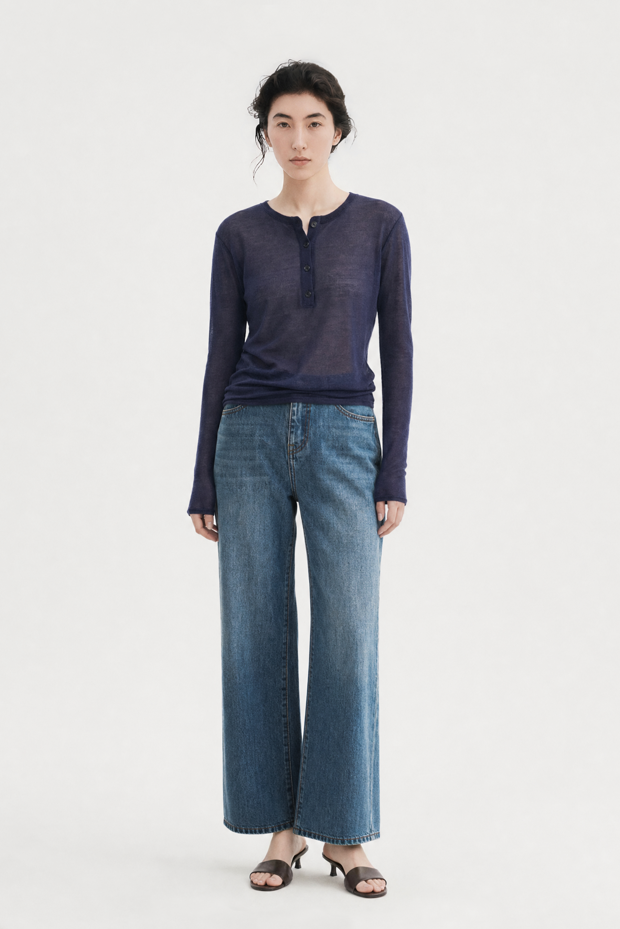 PEBBLE TENCEL top (Navy)