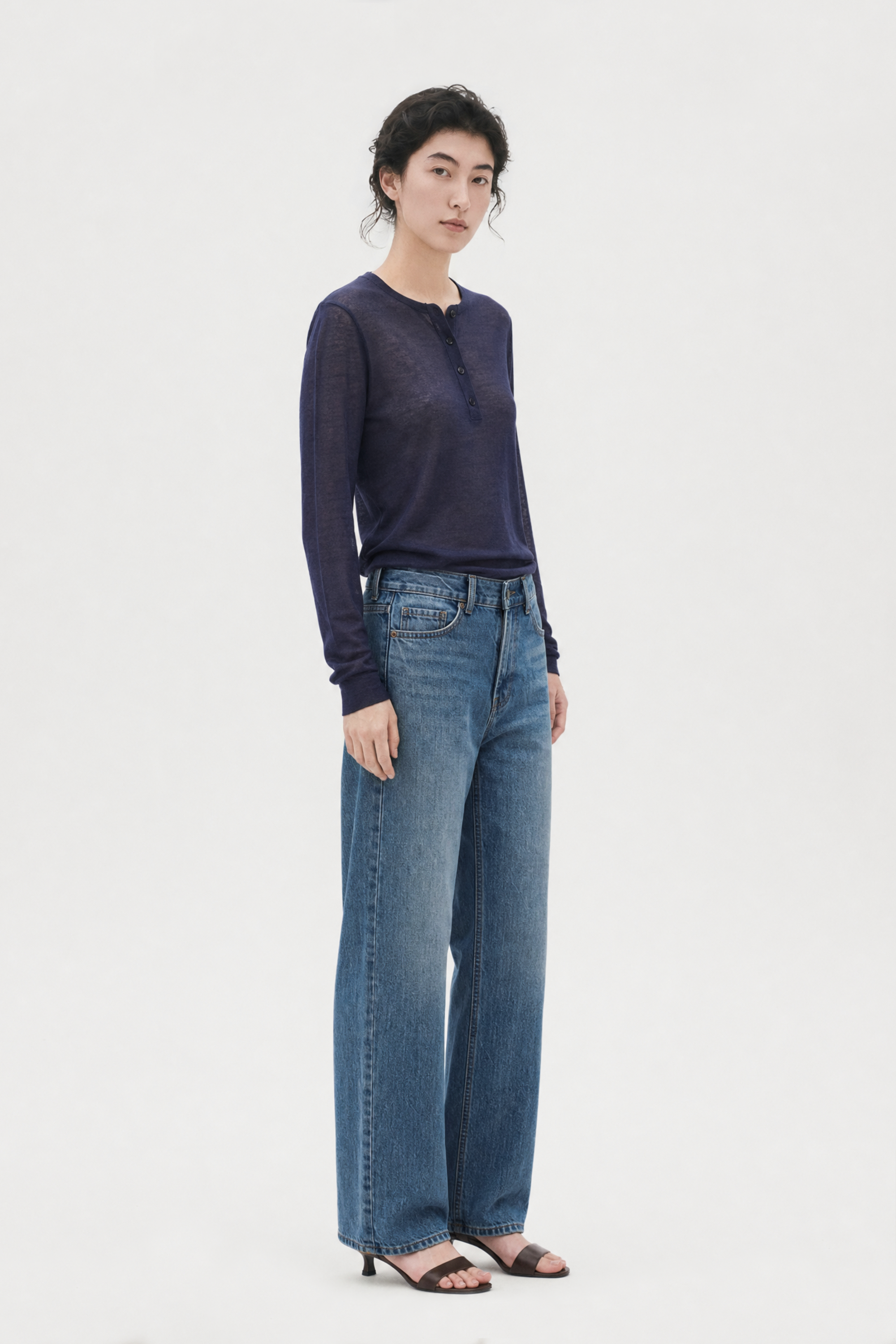 PEBBLE TENCEL top (Navy)