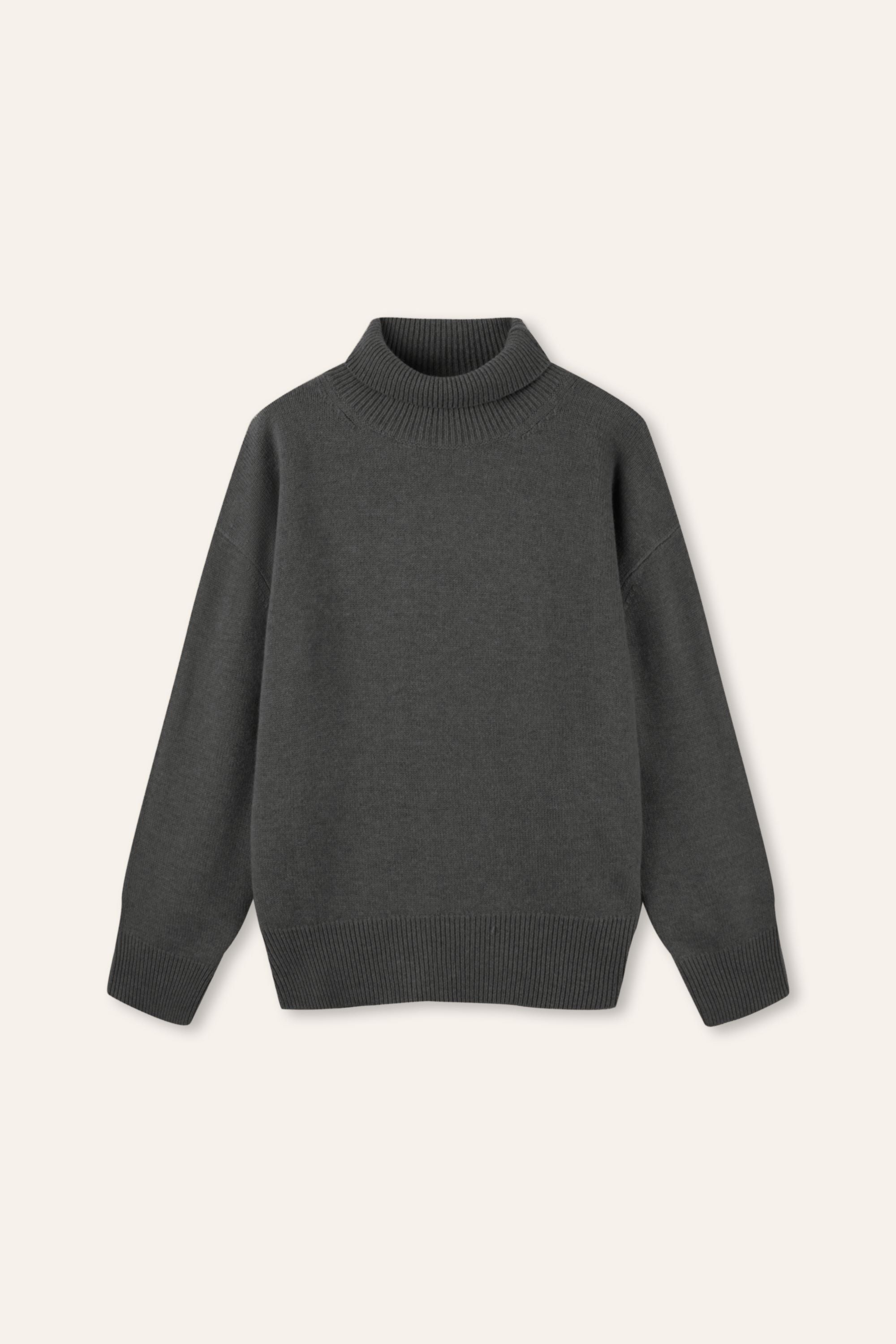 PHOEBE oversized wool turtleneck sweater (Dark grey)