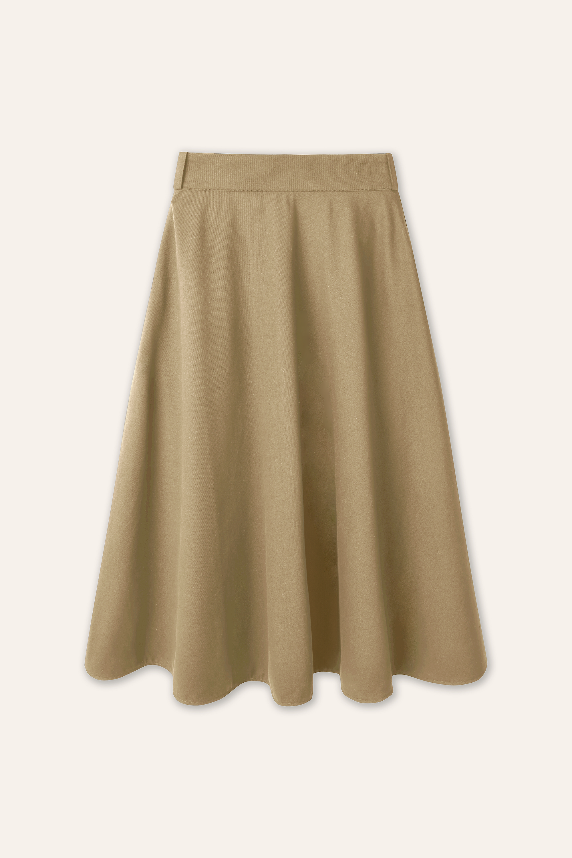 RORA cotton midi skirt (Khaki)