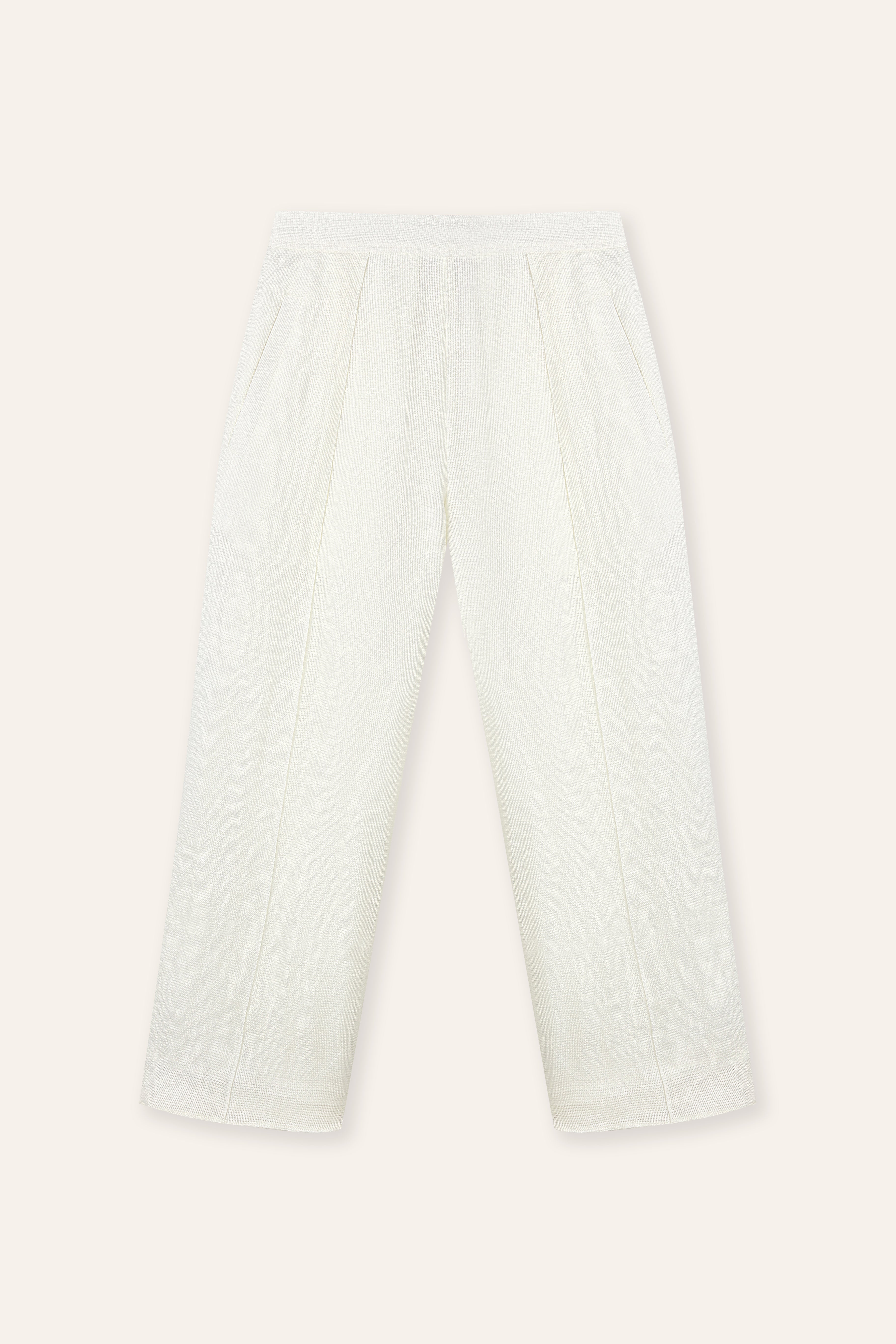ROSA linen cropped pants (White)