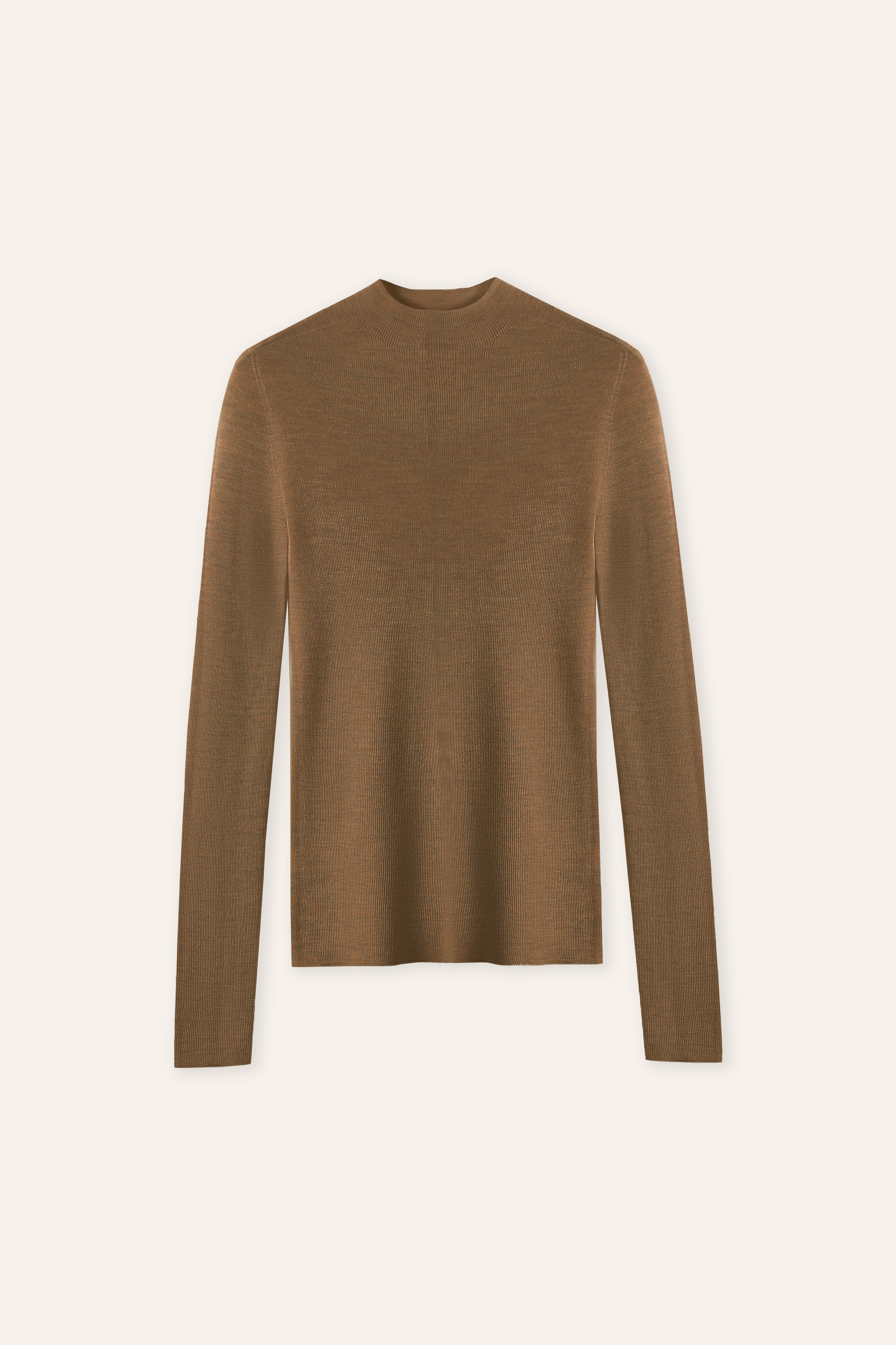 SEAMLESS mid-turtleneck sweater (Brown)