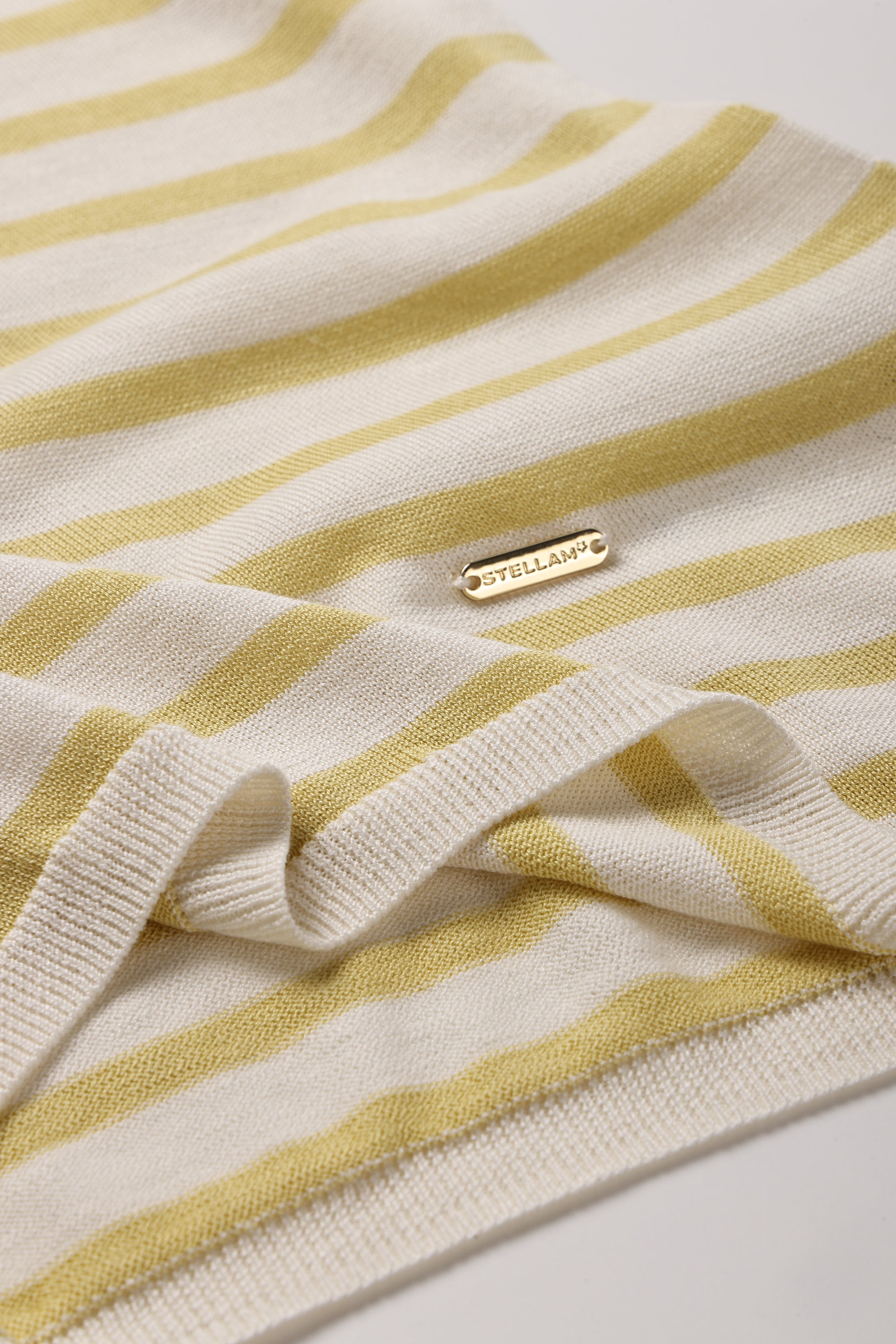 SILK-LILY shortsleeves top (Yellow stripe)