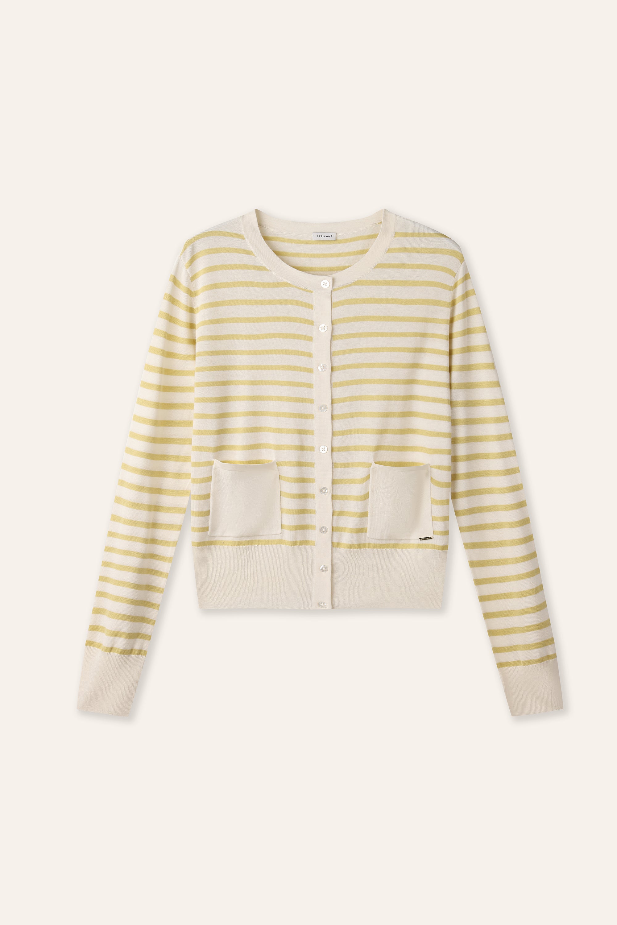 SILK-VIVIAN 2.0 classic cardigan (Yellow stripe)