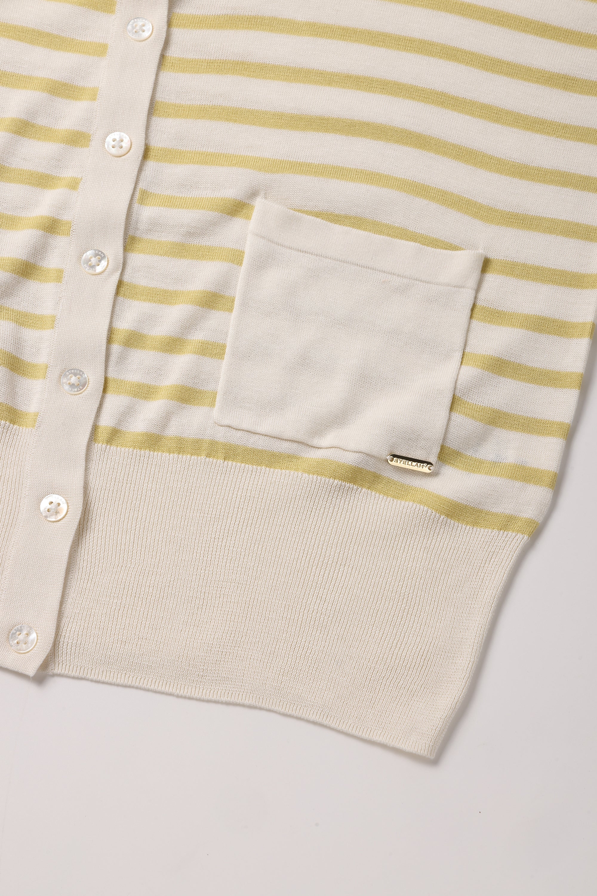SILK-VIVIAN 2.0 classic cardigan (Yellow stripe)