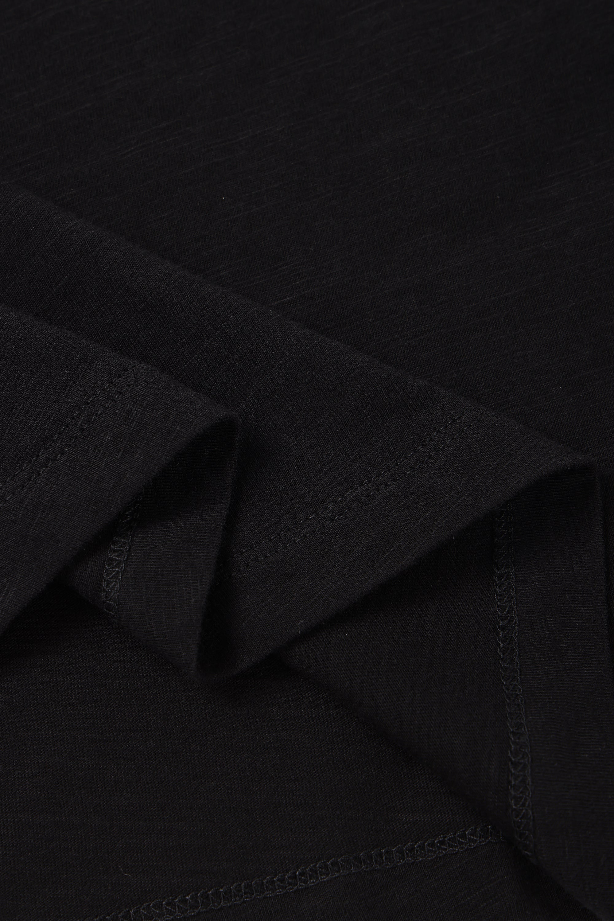 SLUB V領竹節棉上衣(黑色)