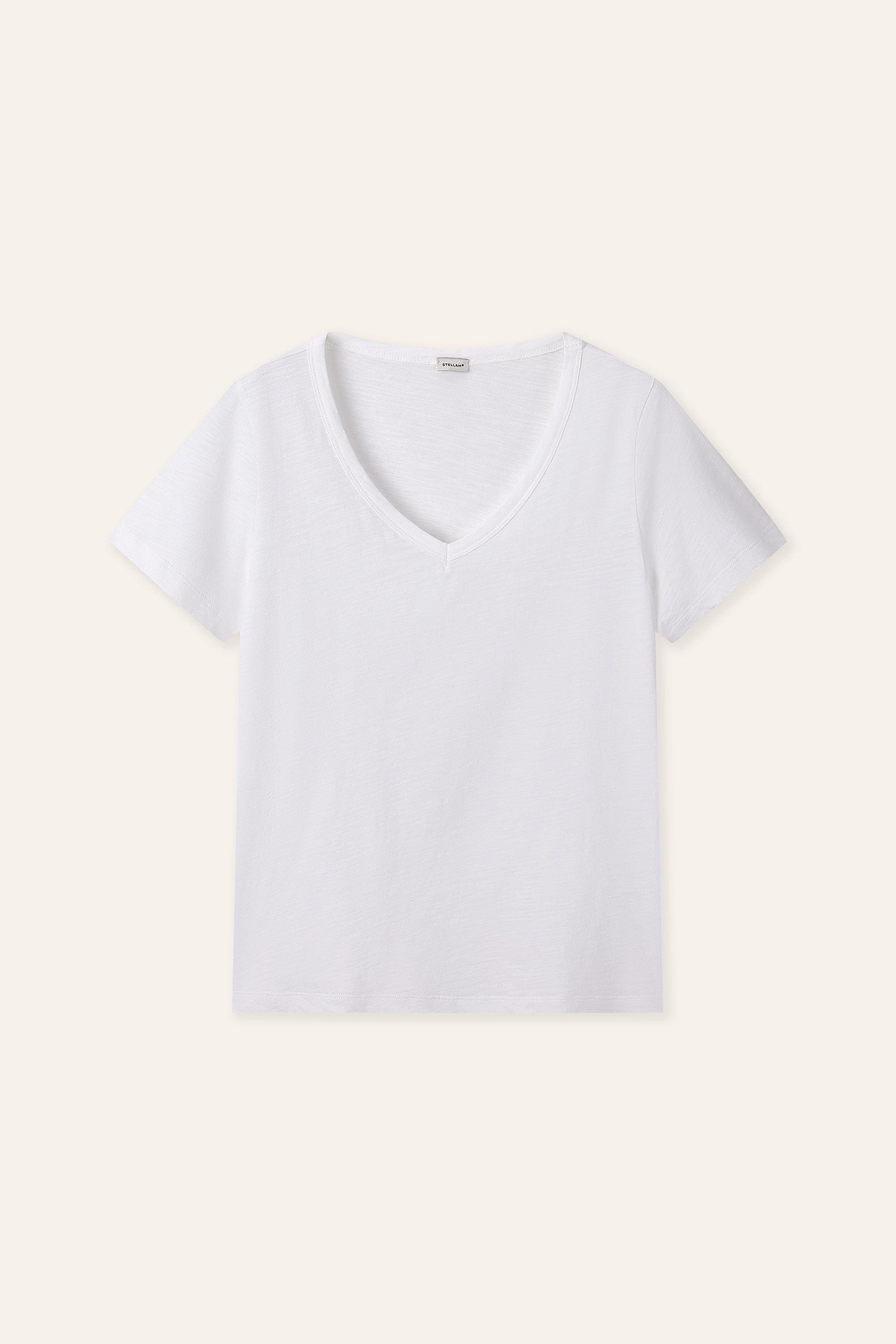 SLUB v-neck cotton tee (White)