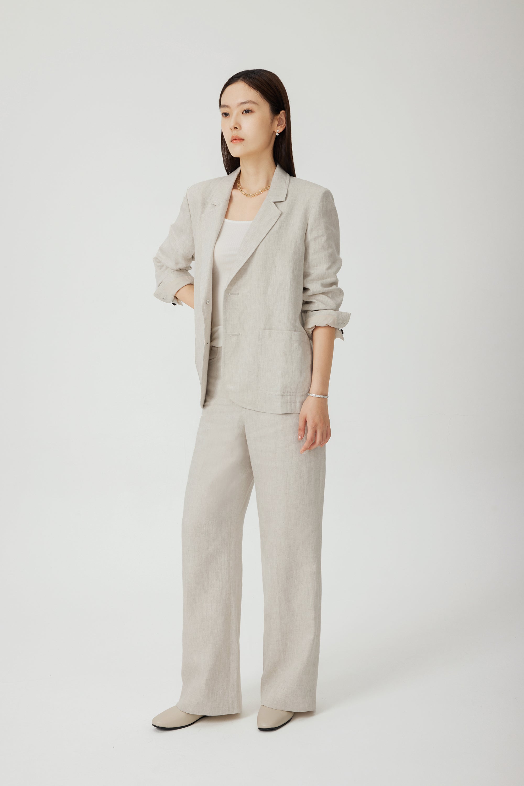 MARANT 2.0 linen oversize blazer (Beige)