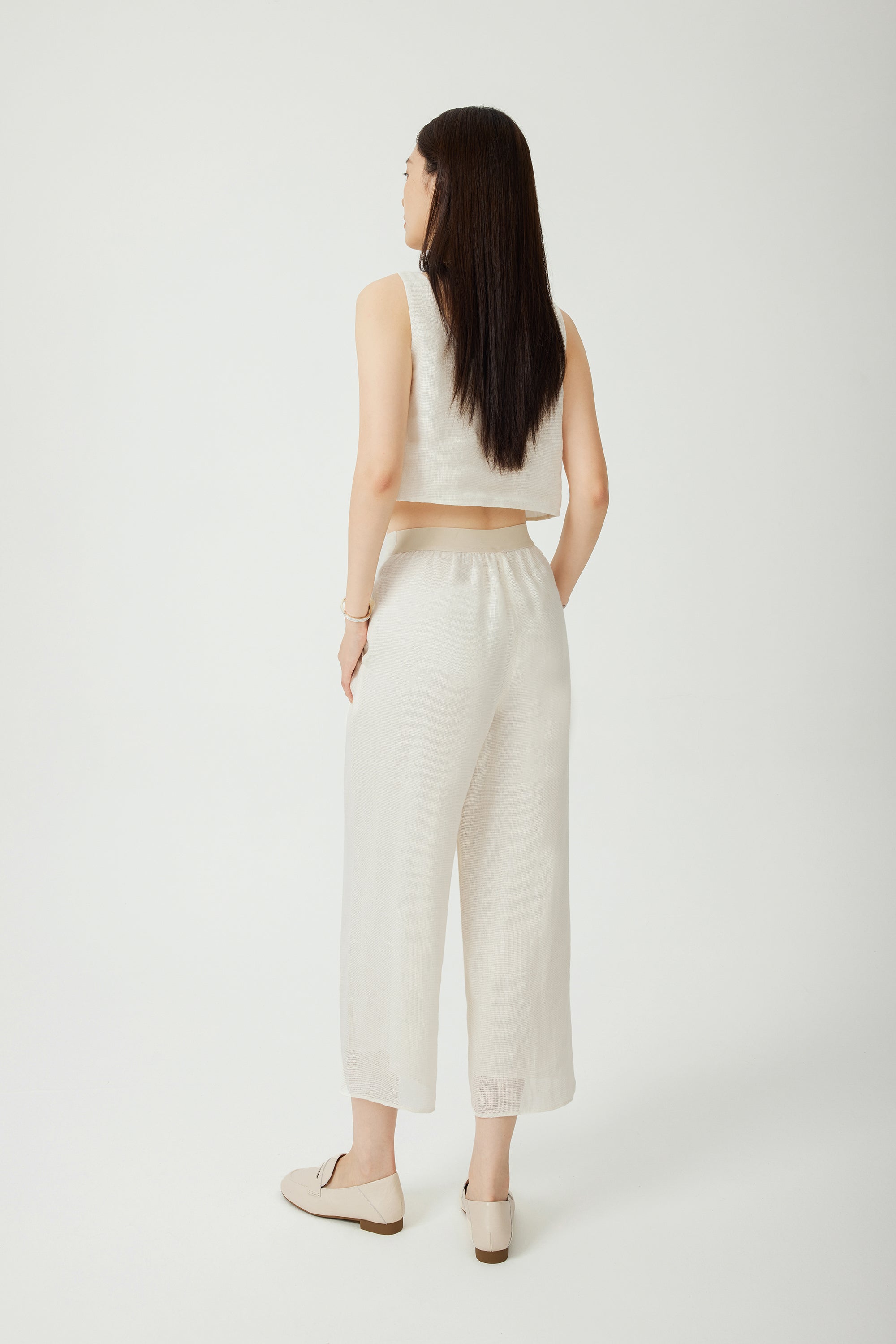 ROSALIE linen sleeveless top (White)