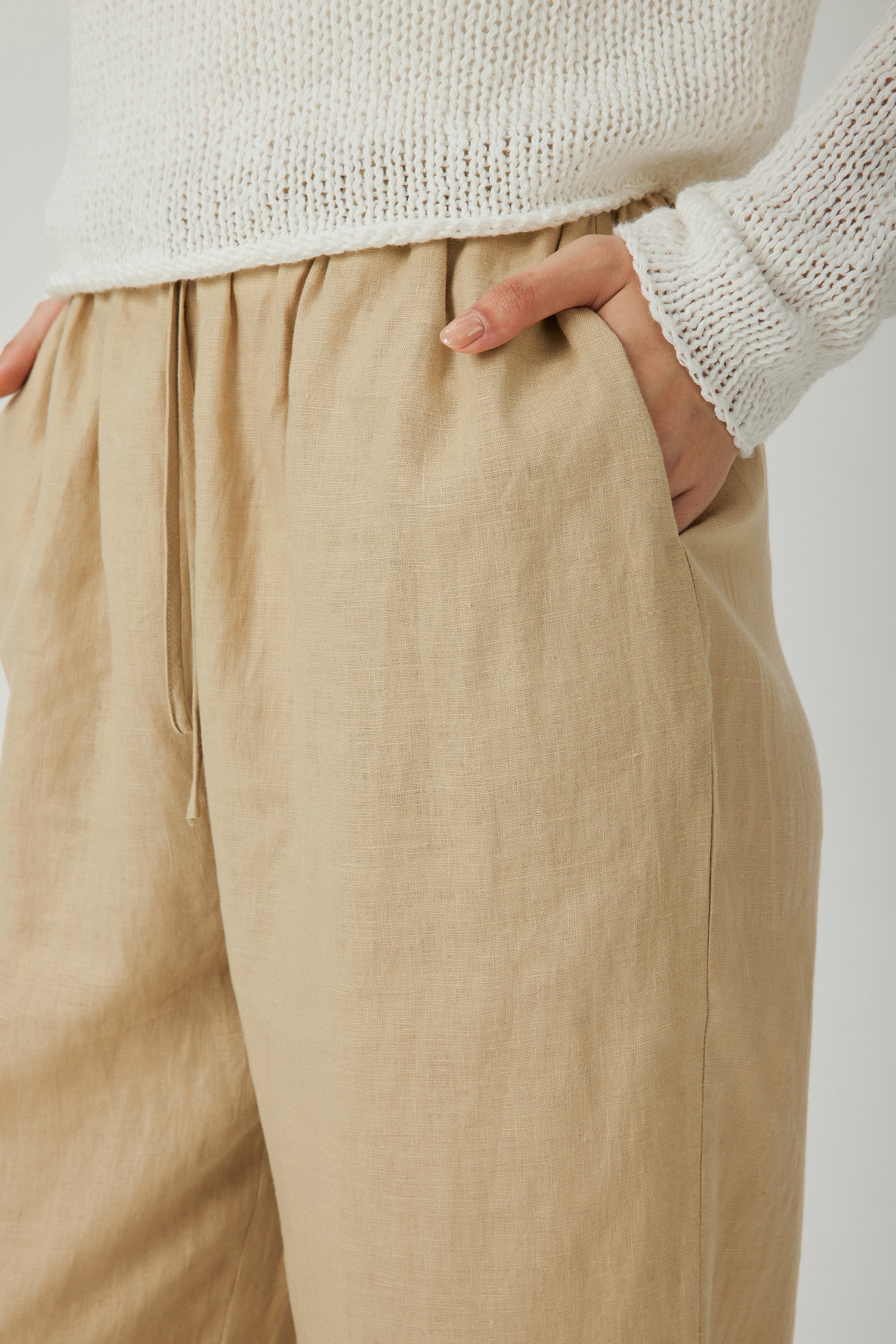 NACCA linen wide-leg pants (Khaki)