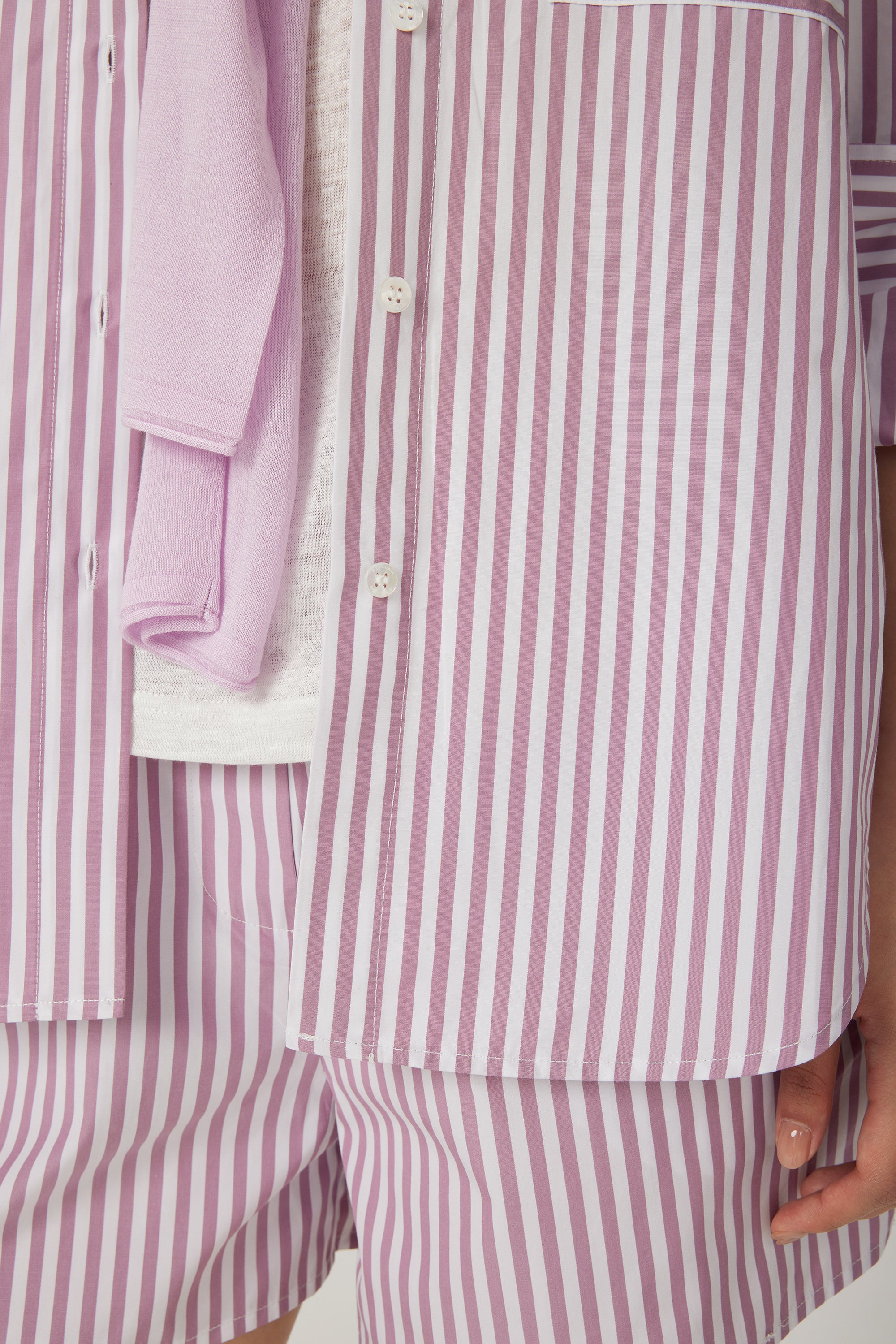 LARA cotton striped shirt (Pastel pink stripe)