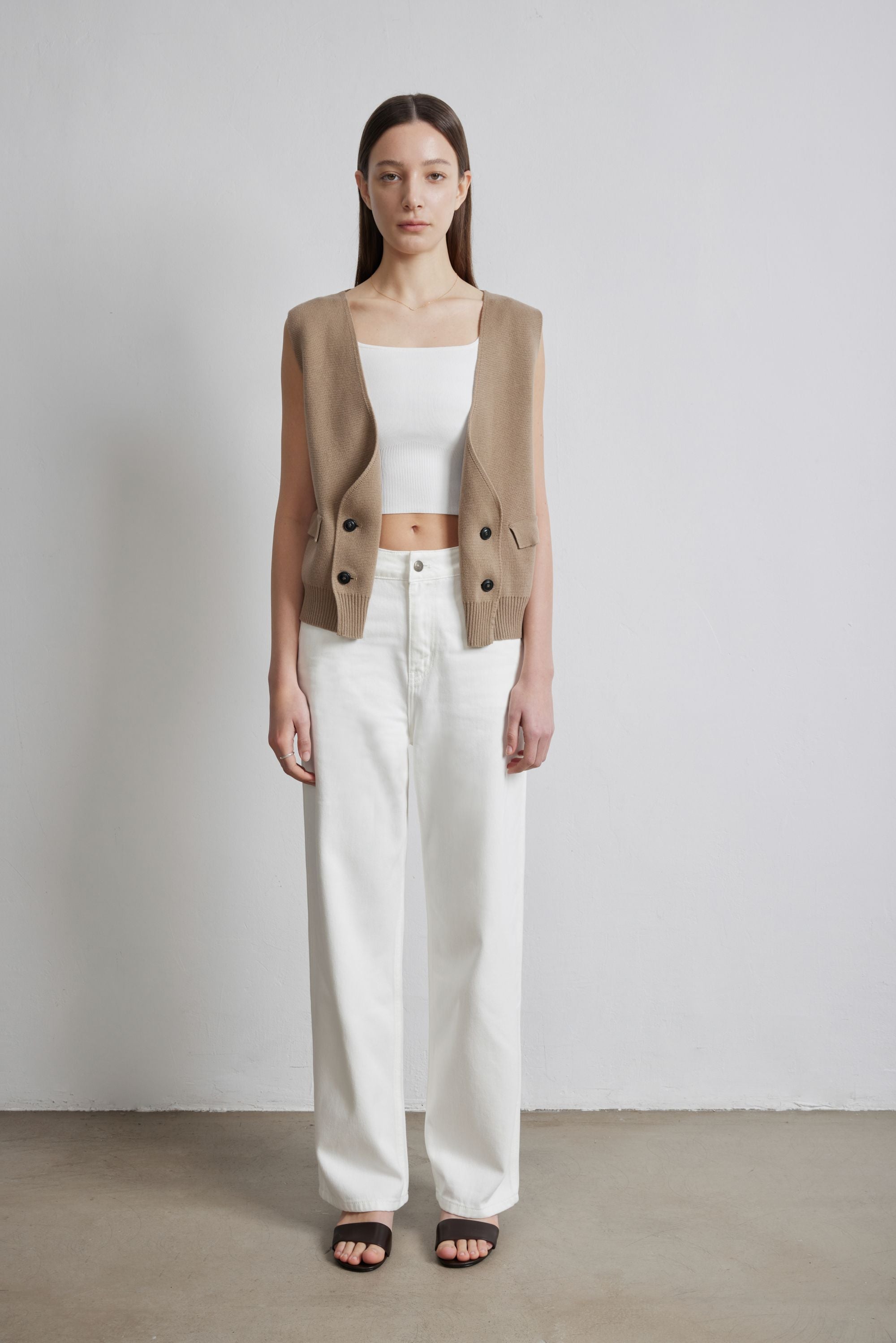 PERFECT high-waisted wide-leg jeans (White)