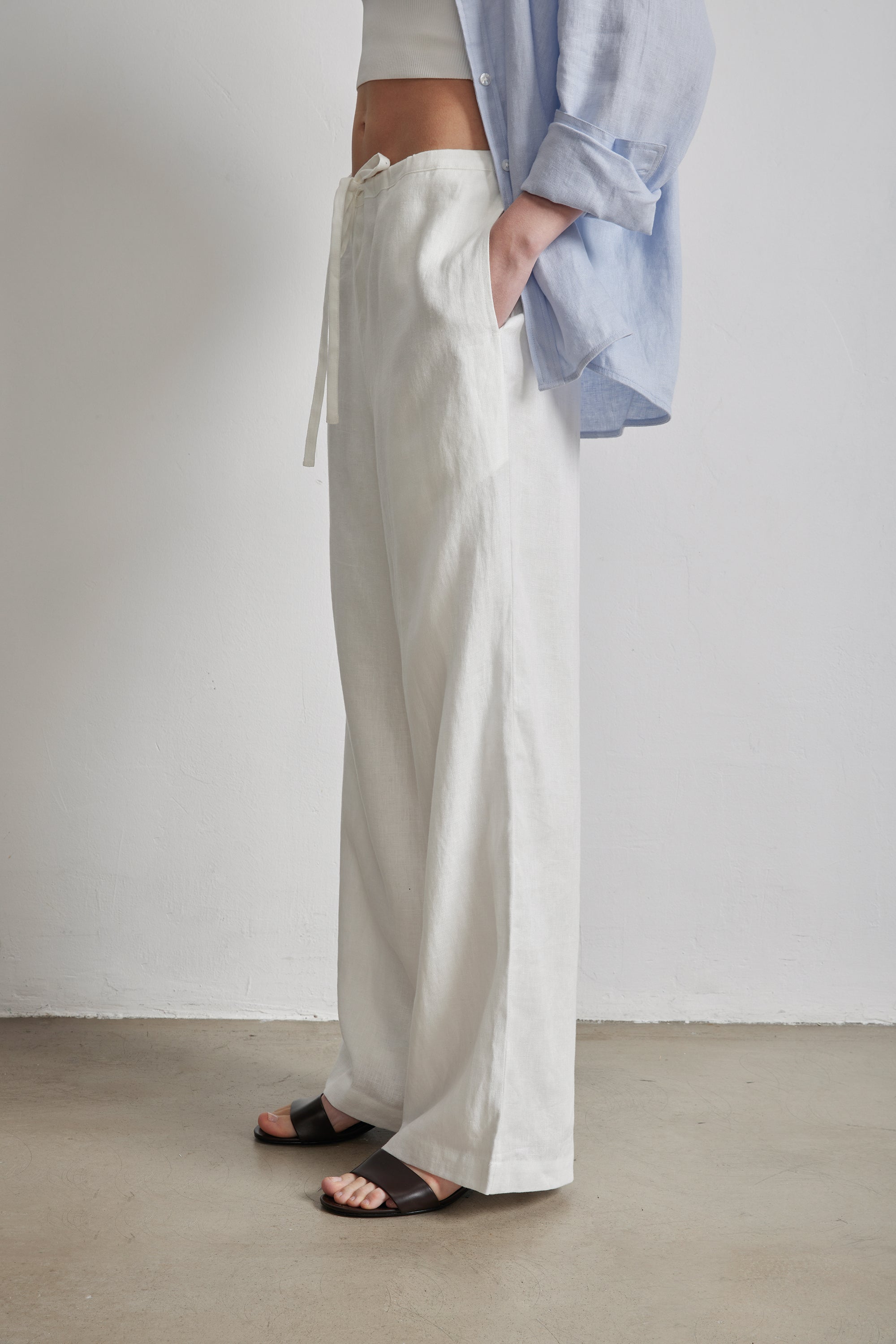 NAPLES 2.0 有機亞麻褲(白色)